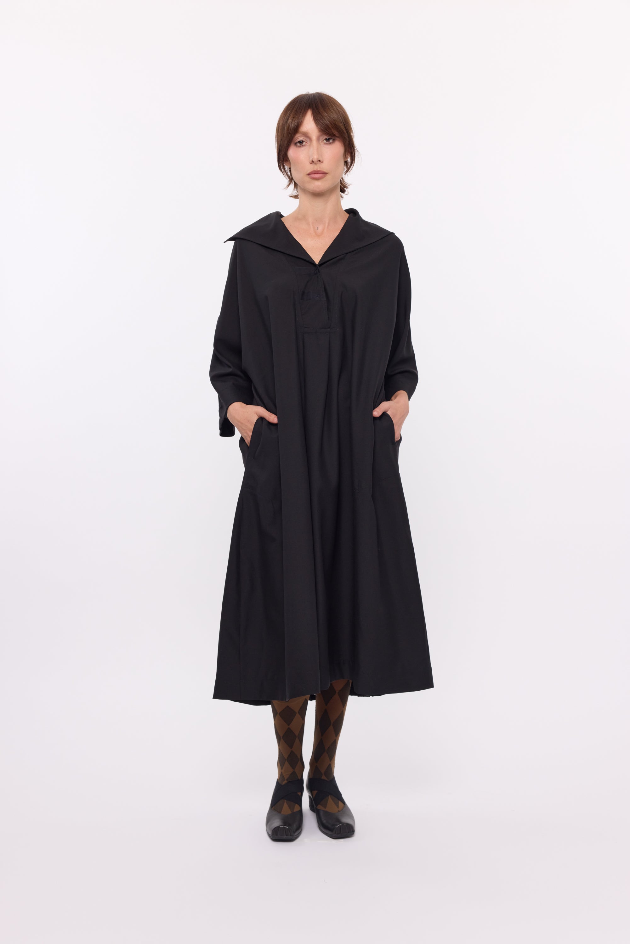 Tilda Dress - Black wool suiting