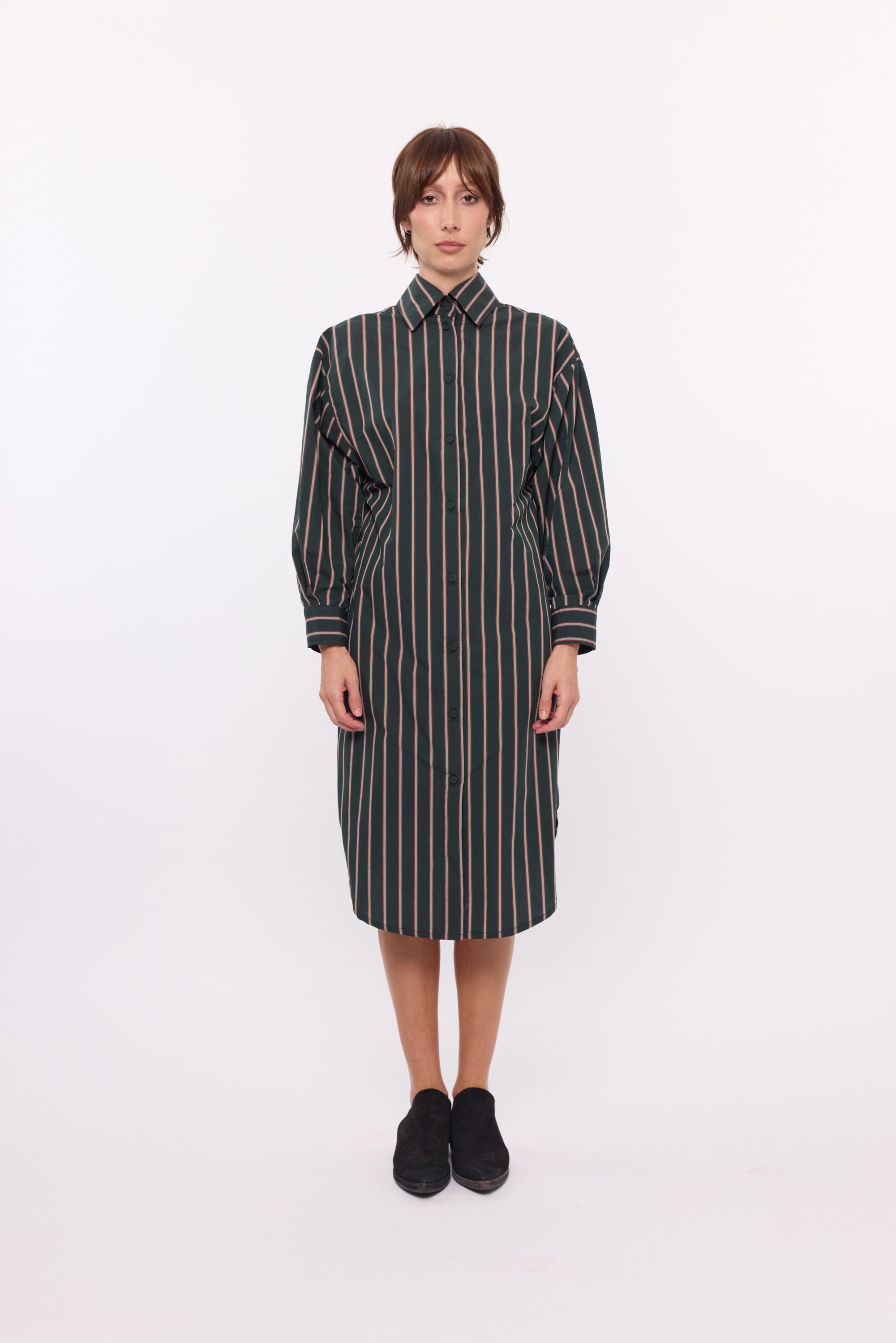 Hadley Shirt dress -Forrest stripe