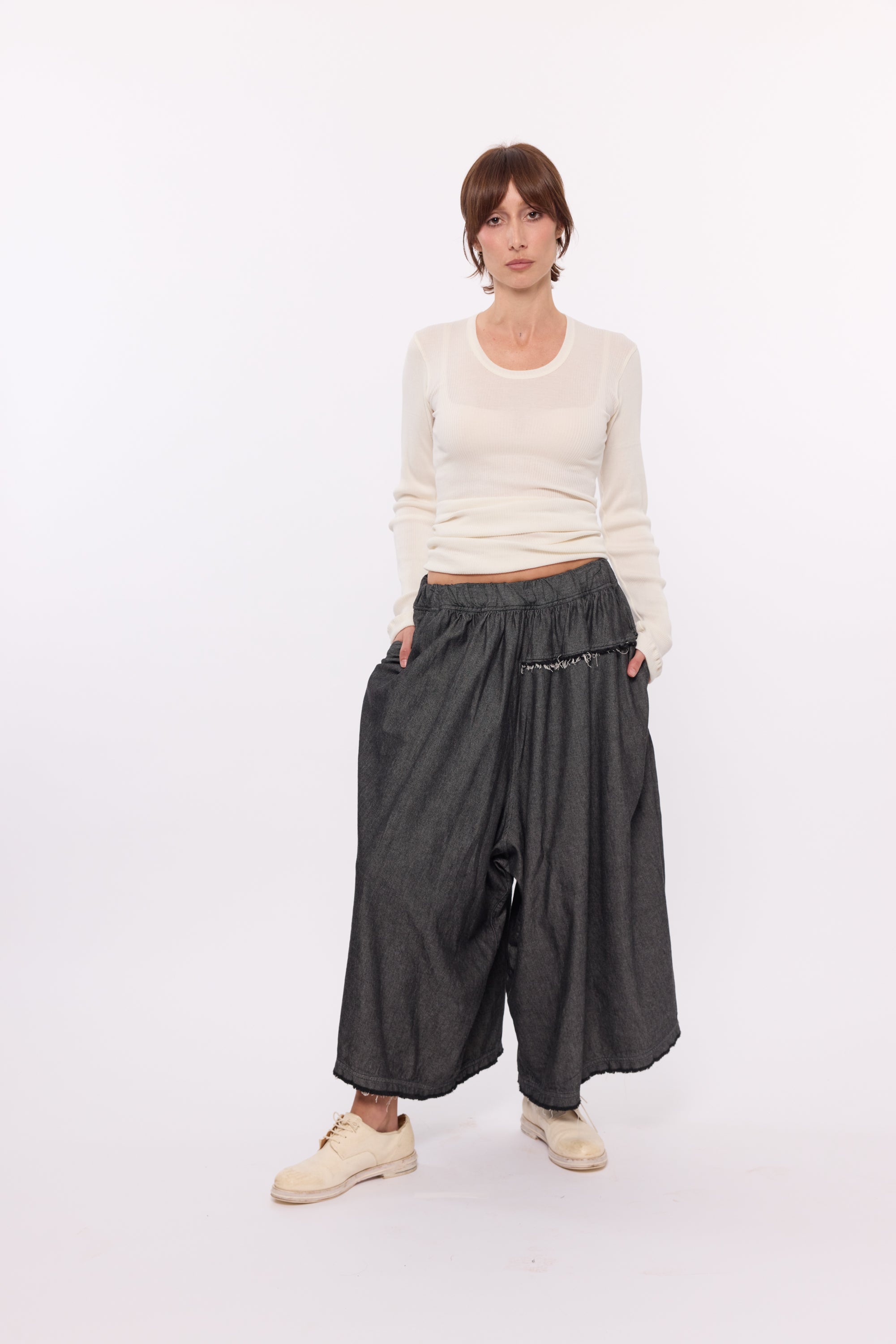 Nellie Culottes - Washed Black denim
