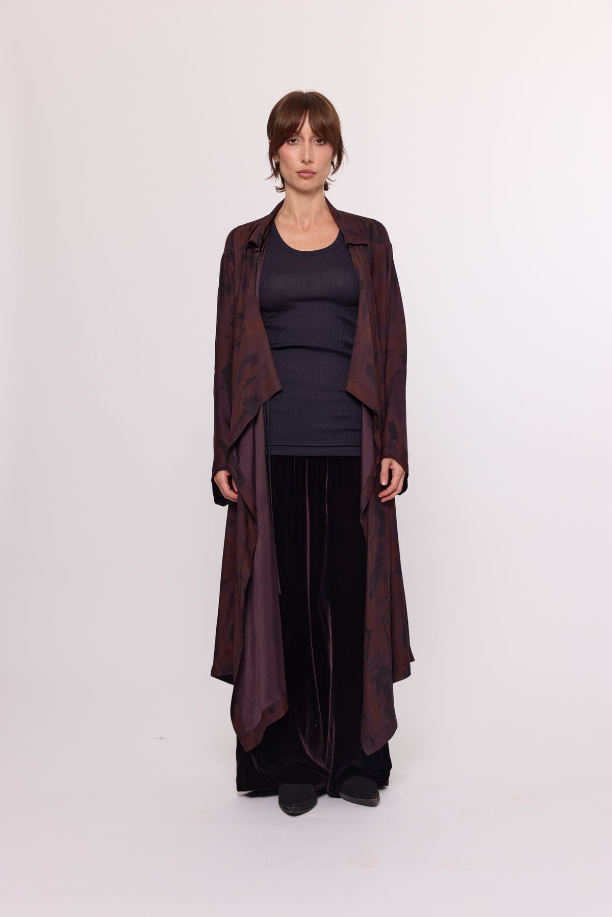 Drape Shirt - Long - Plum Overdyed