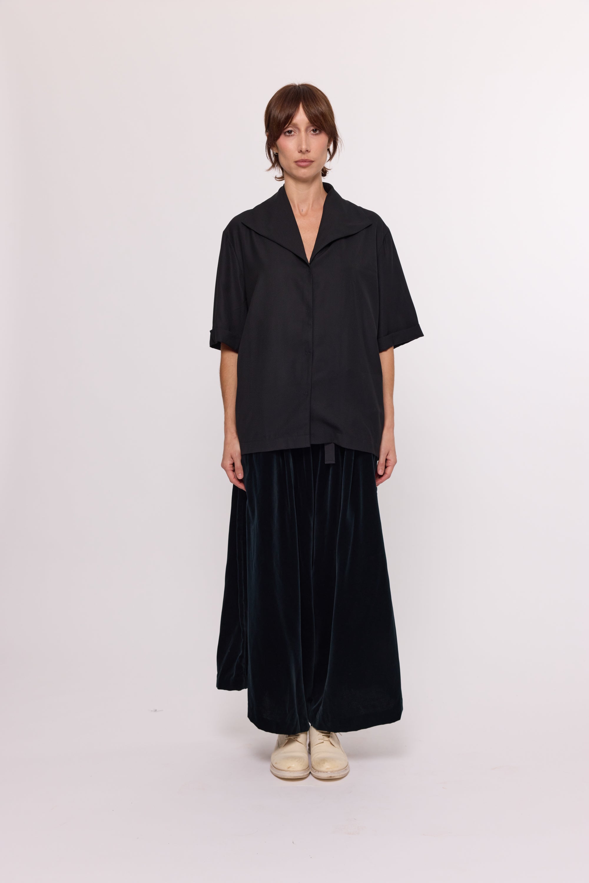 Tilda Shirt - Black Silk wool
