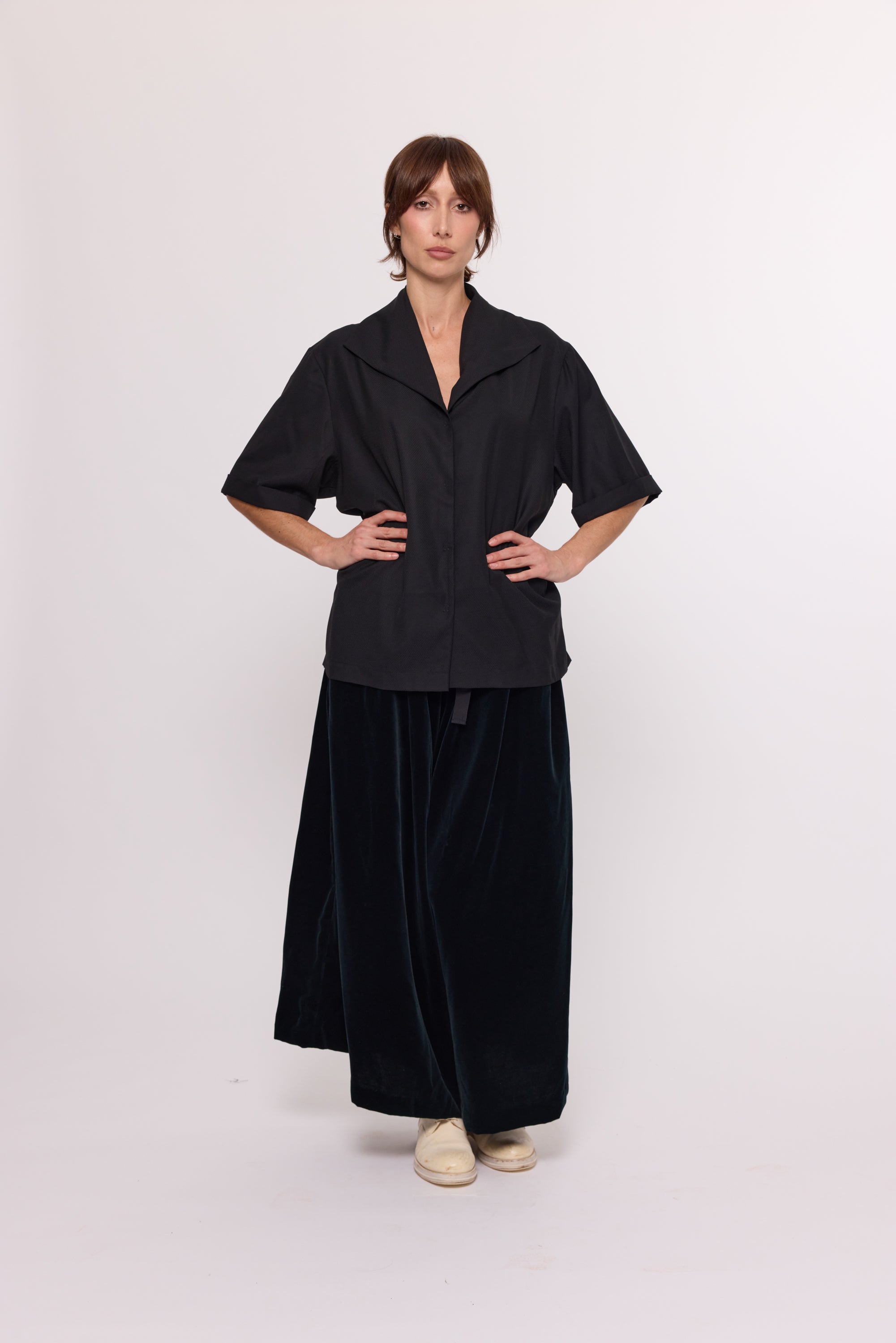 Tilda Shirt - Black Silk wool