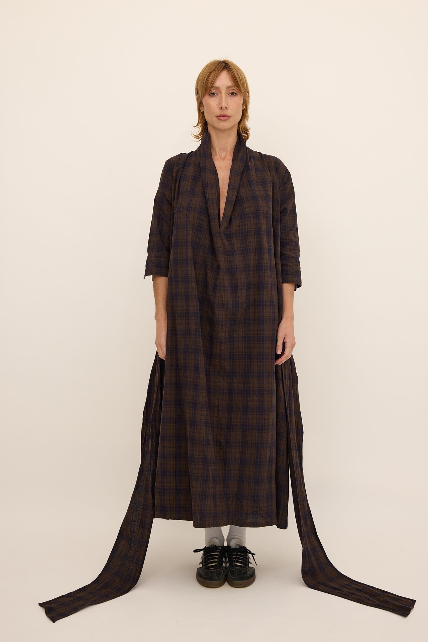 Brooke Dress - Ink and chocolate check