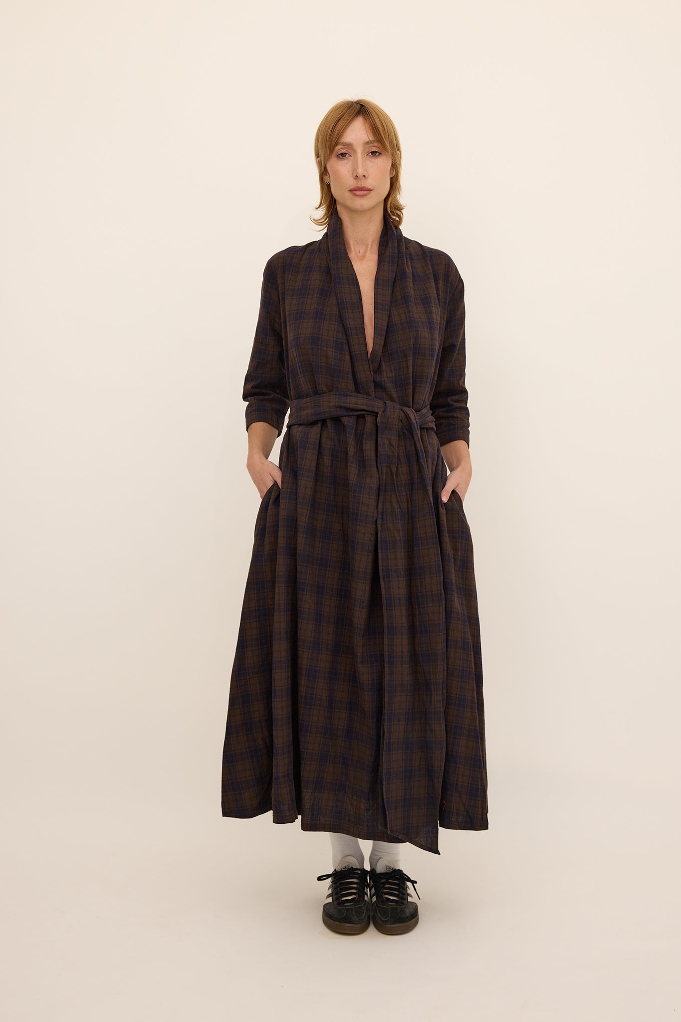 Brooke Dress - Ink and chocolate check