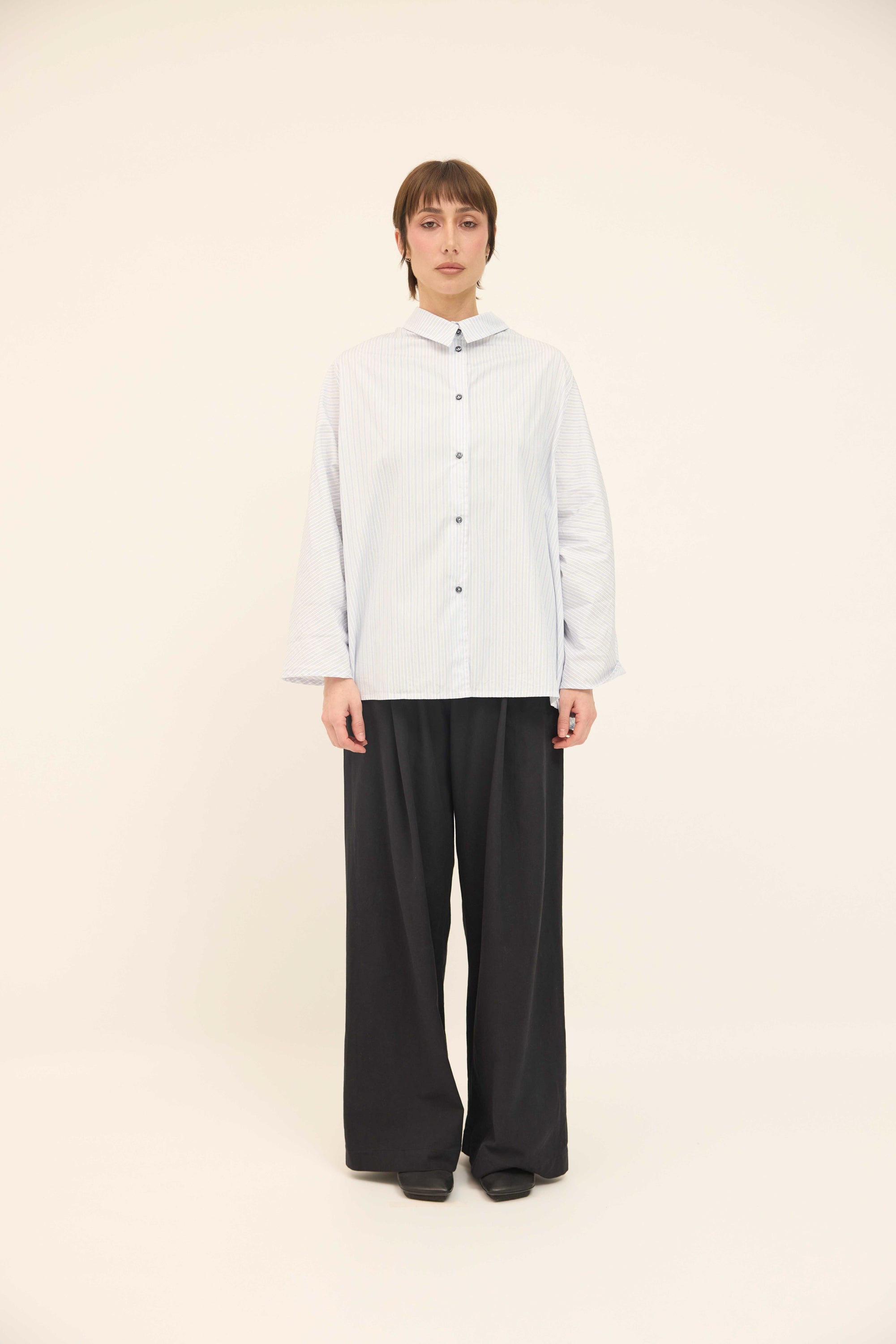 Anna Shirt - Soft Blue / White stripes