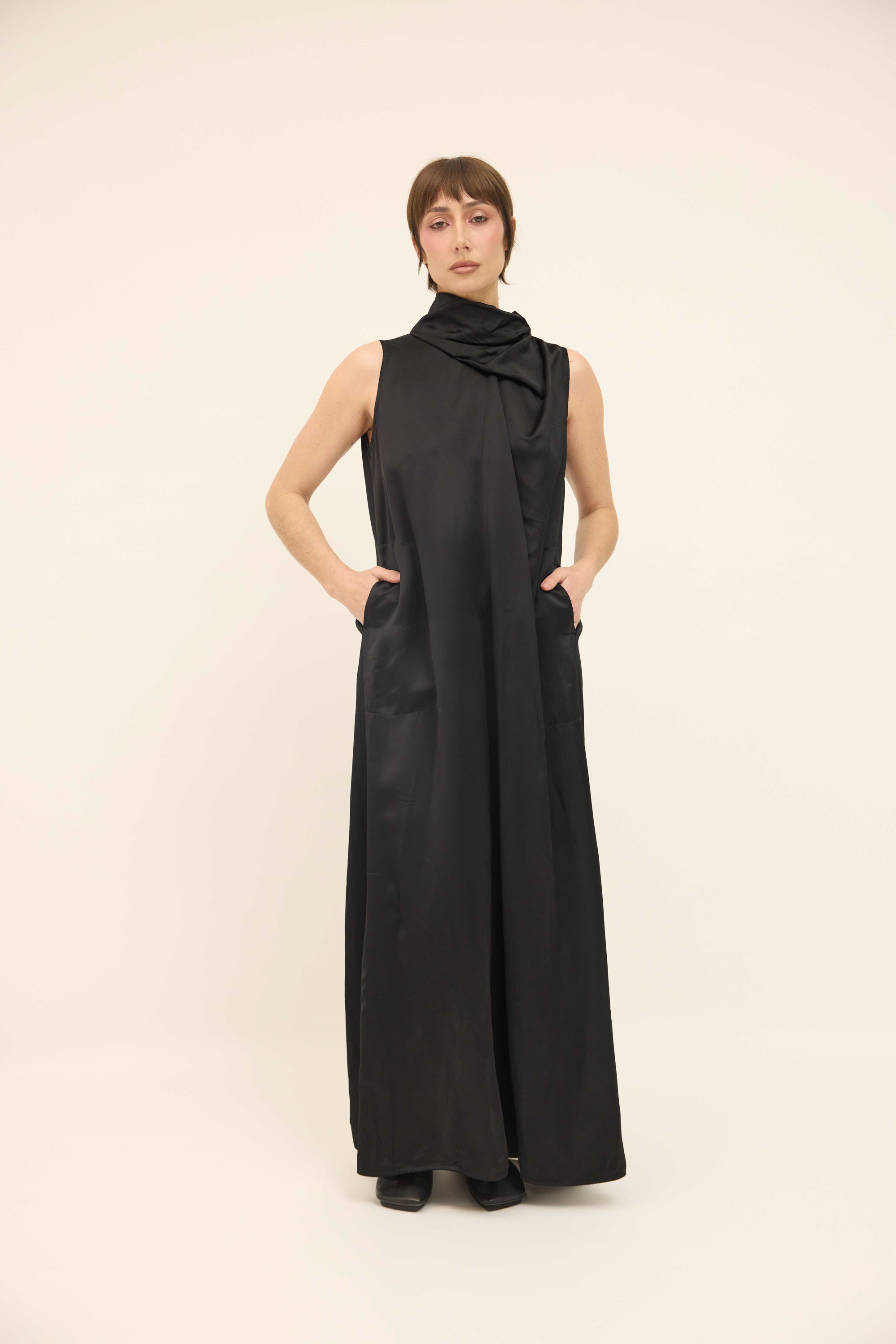 Edwina Dress Double Satin - Black