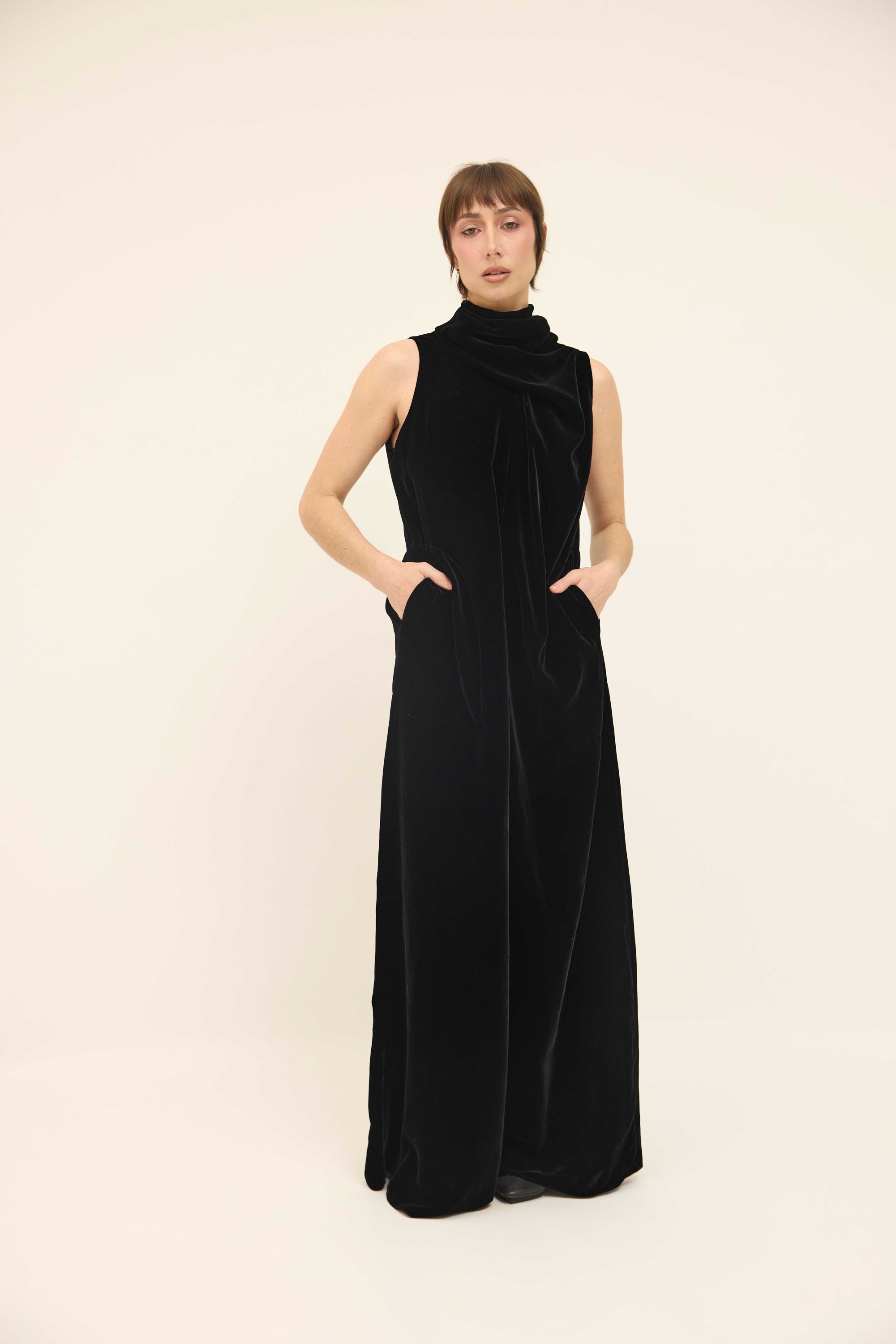 Edwina Dress - Black Velvet