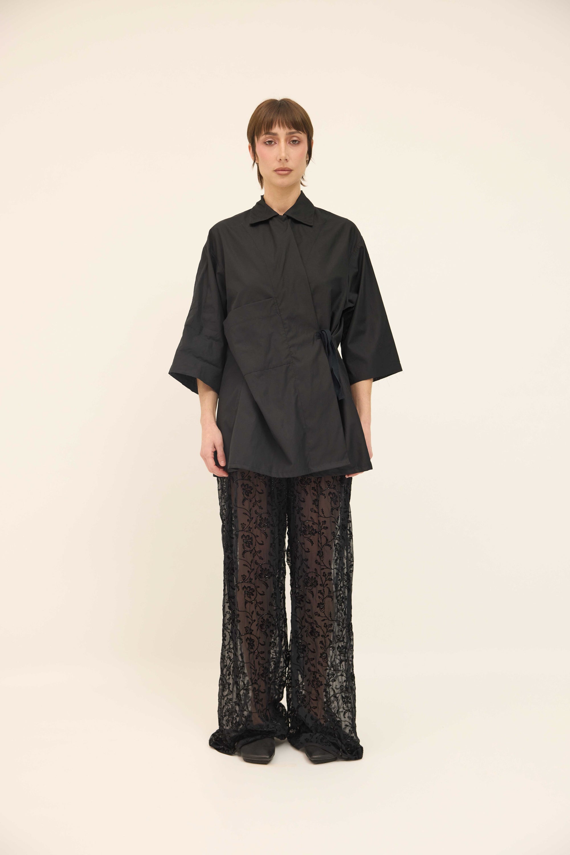 Tie Shirt - Black Organic Cotton