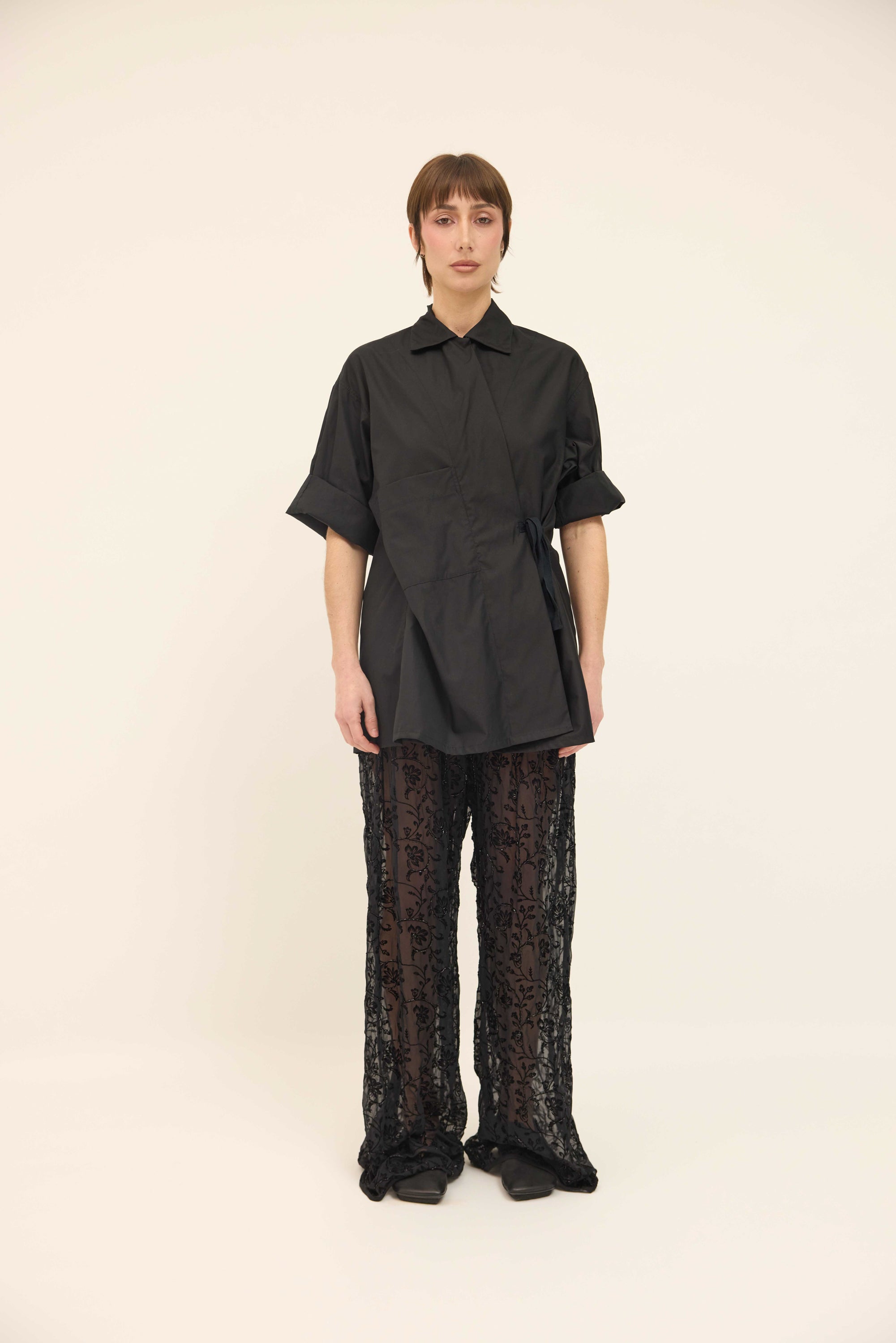 Tie Shirt - Black Organic Cotton