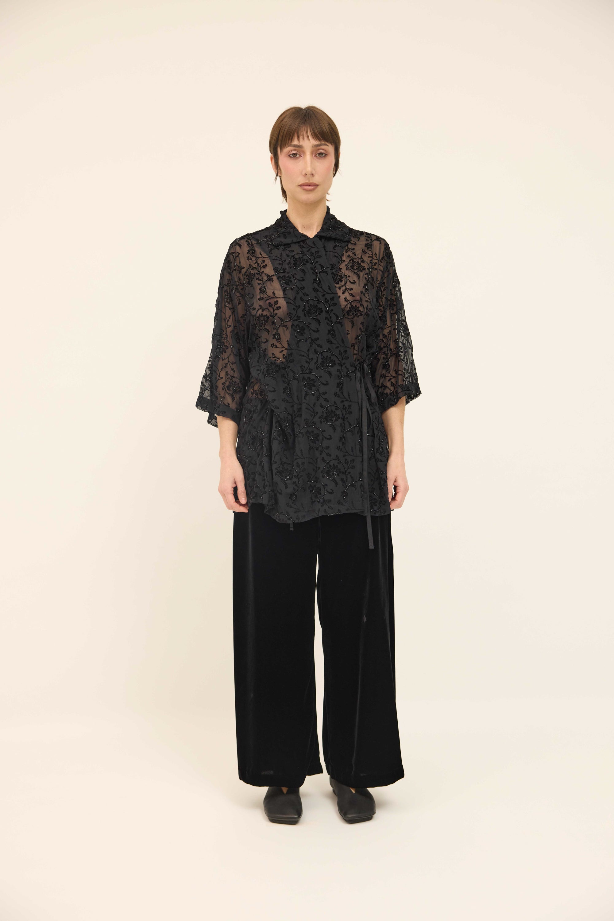 Tie Shirt Beaded - Black