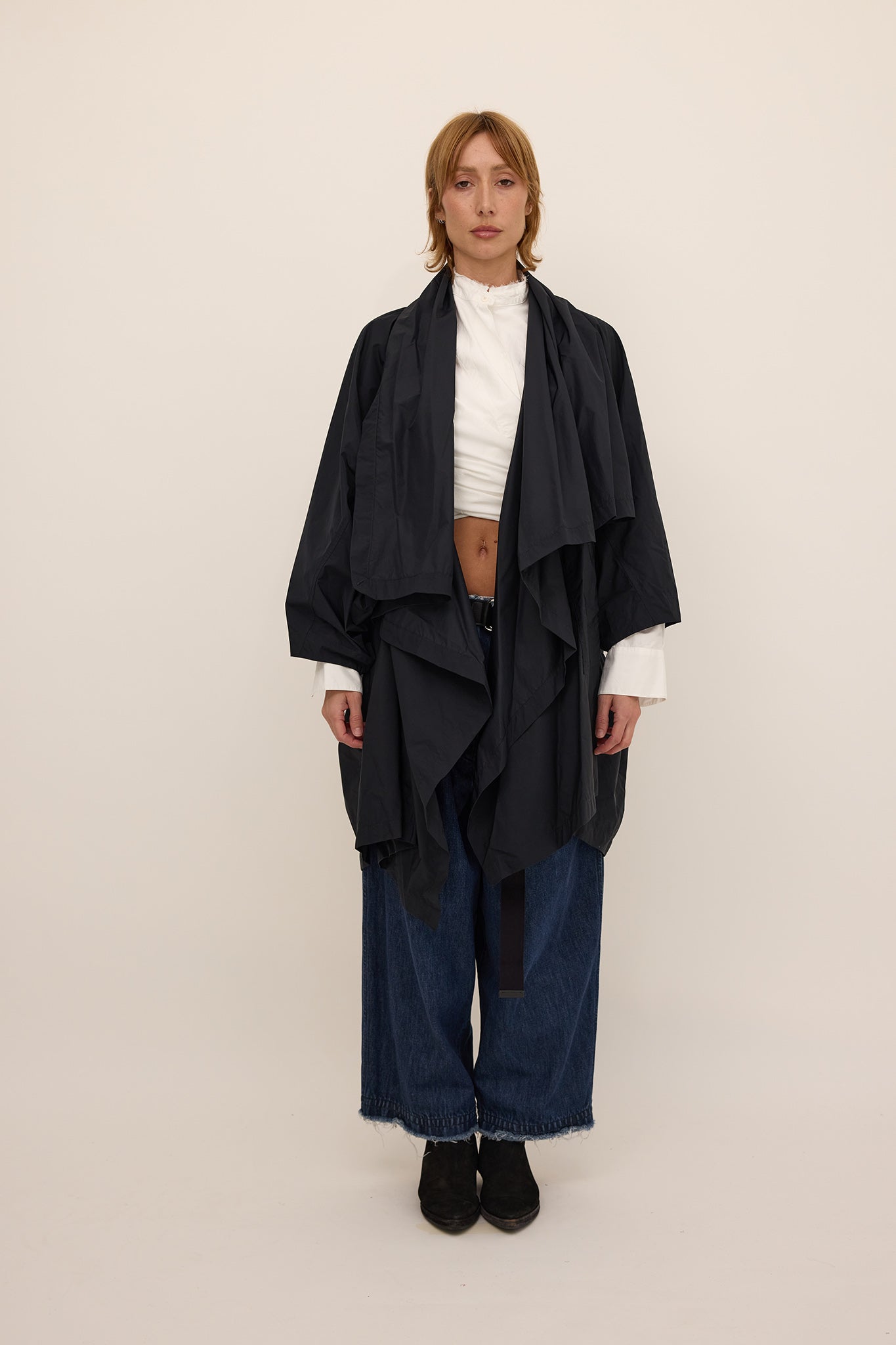 Cape Coat - Black Nylon