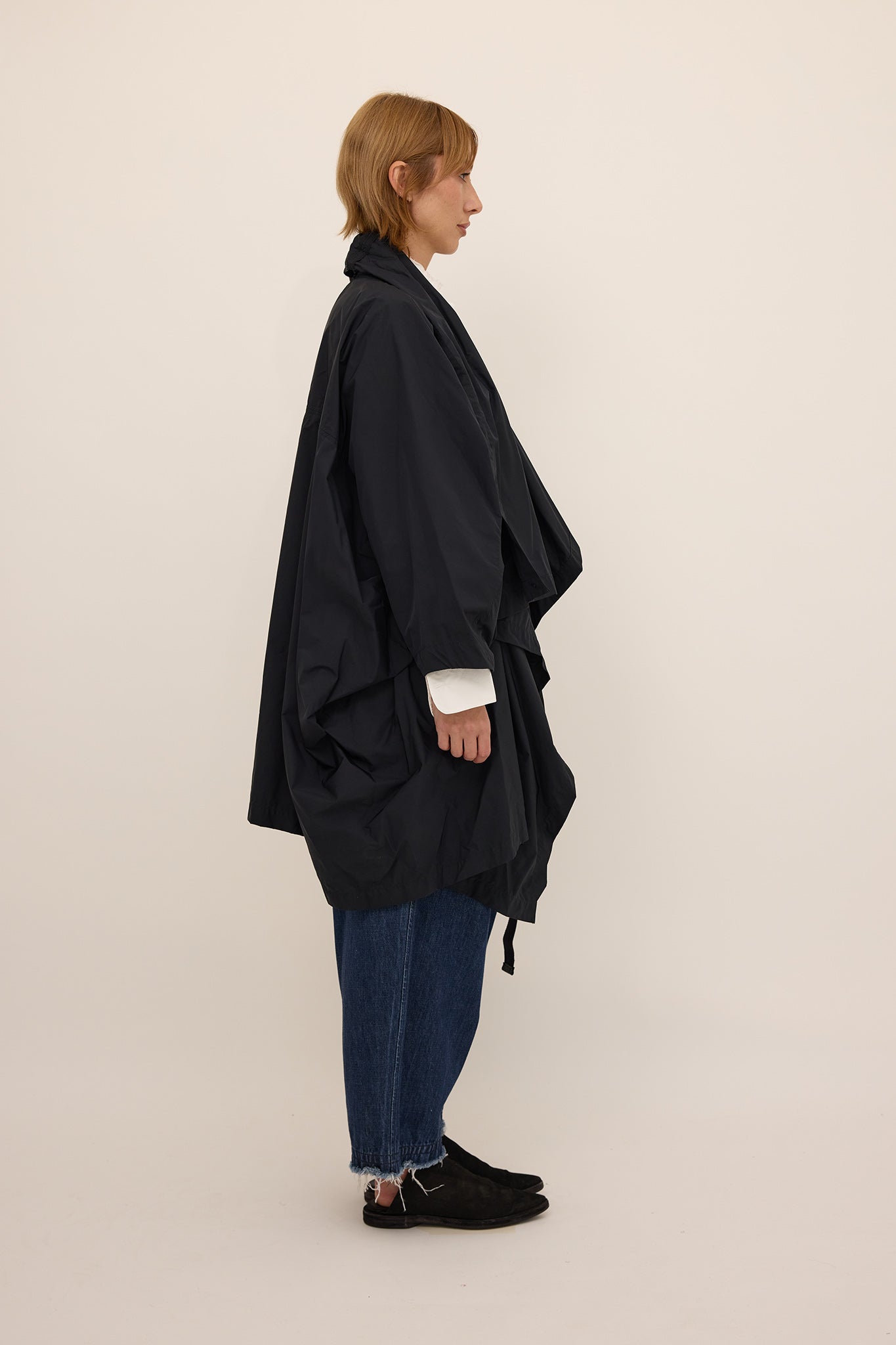 Cape Coat - Black Nylon