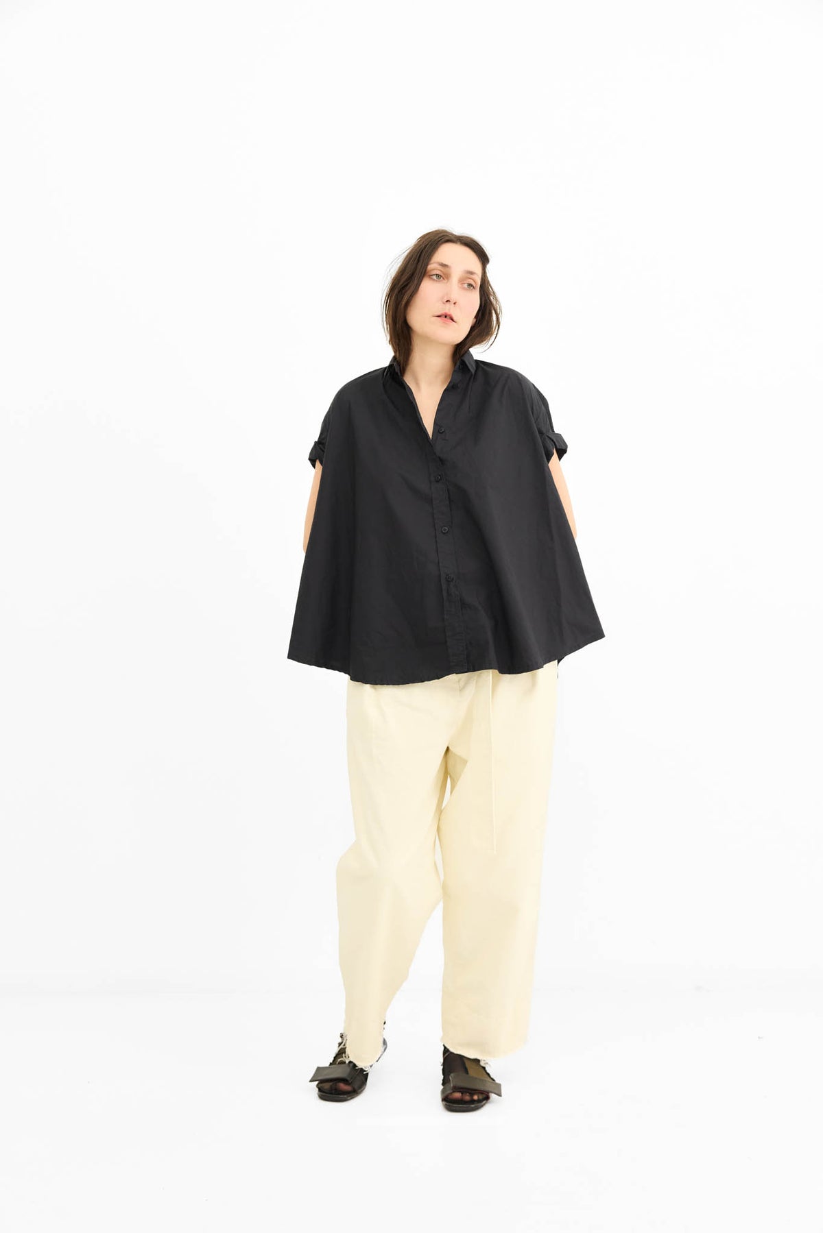 Rolled Sleeve Shirt - Black