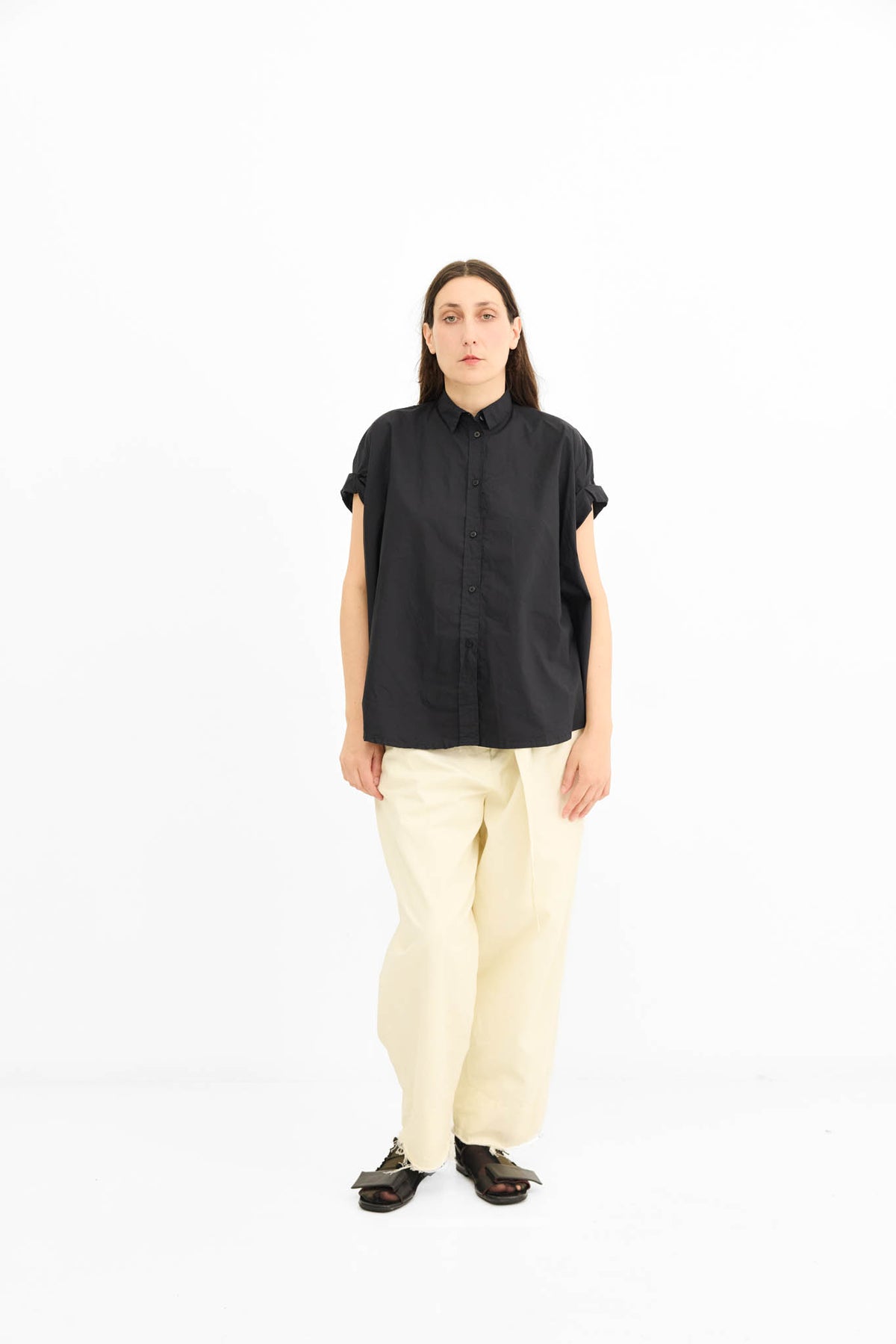 Rolled Sleeve Shirt - Black