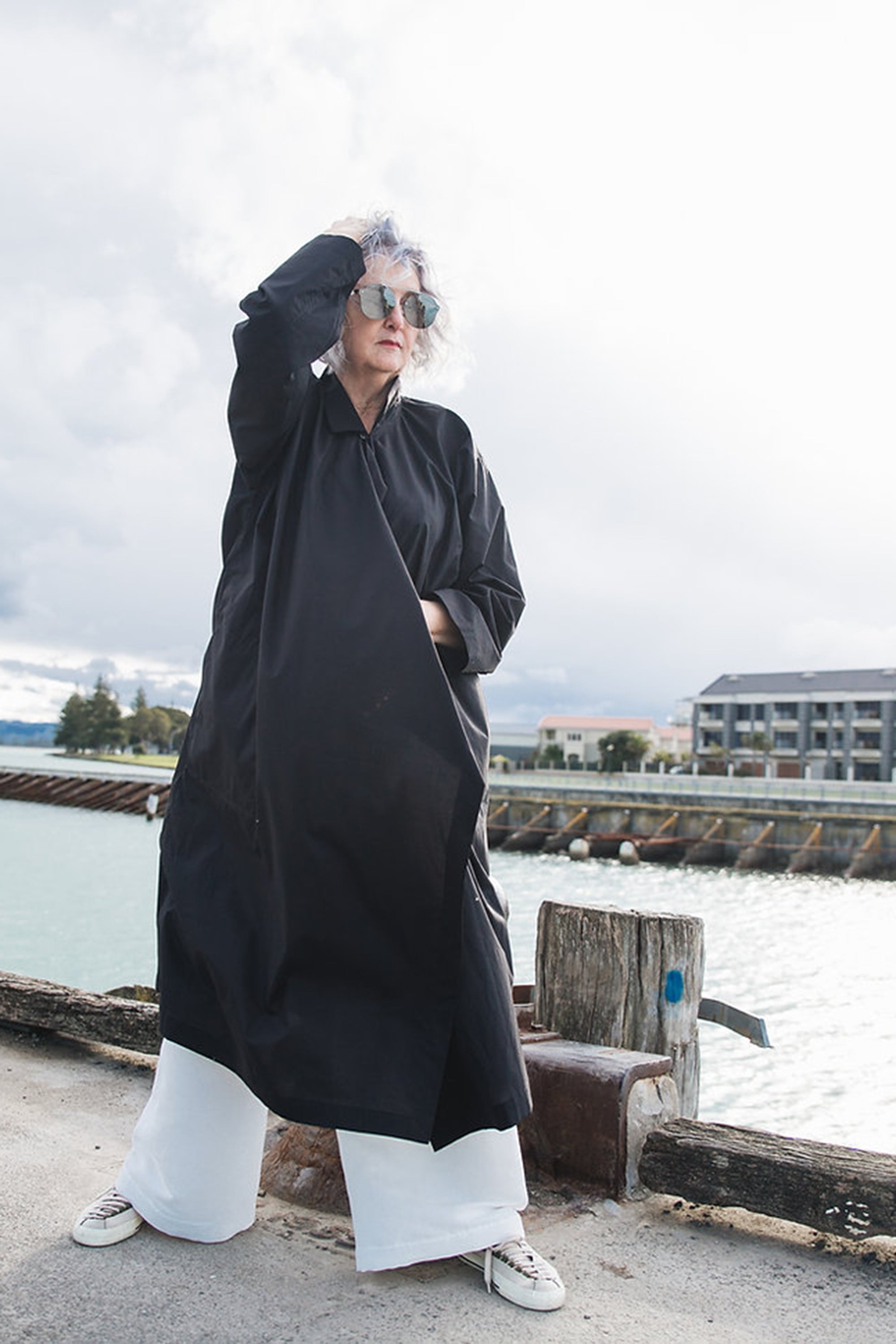 Rosies Drape Front Shirt / Black