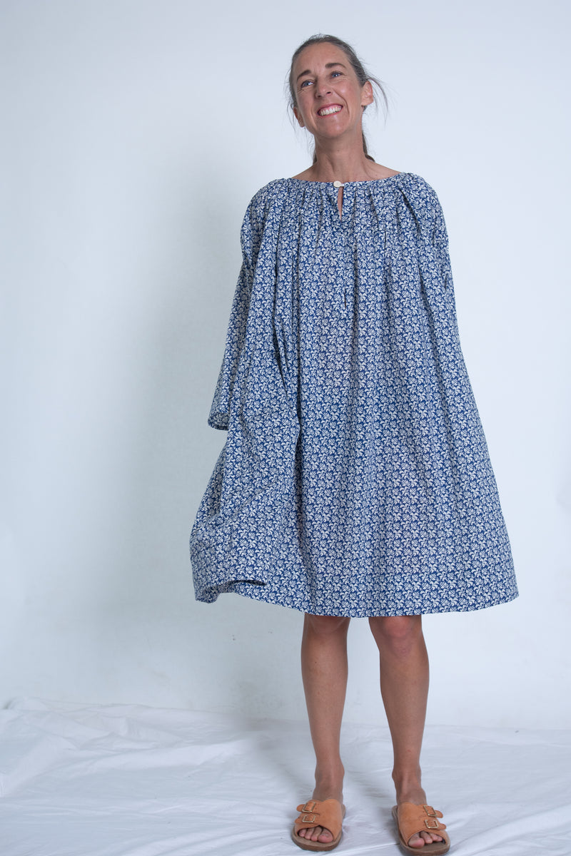 Sanders Dress - Blue Print Liberty cotton