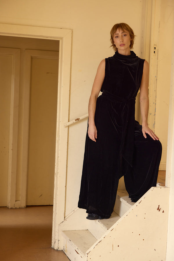 Edwina Jumpsuit - Black Velvet