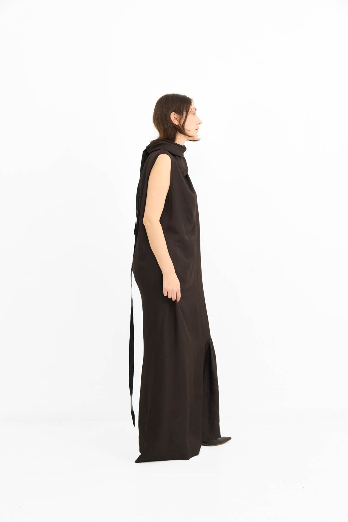 Edwina Dress with Frill - Chocolate