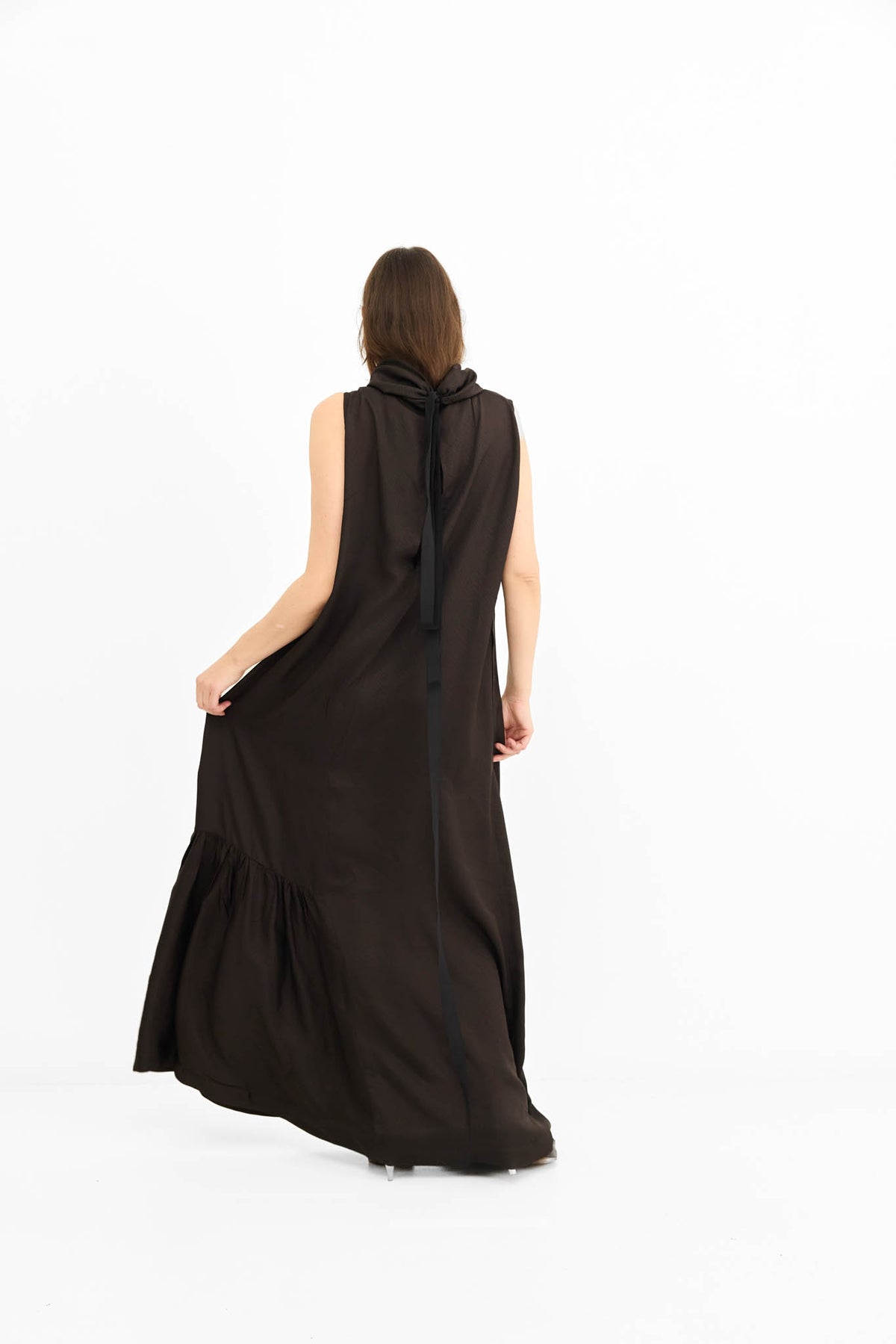 Edwina Dress with Frill - Chocolate
