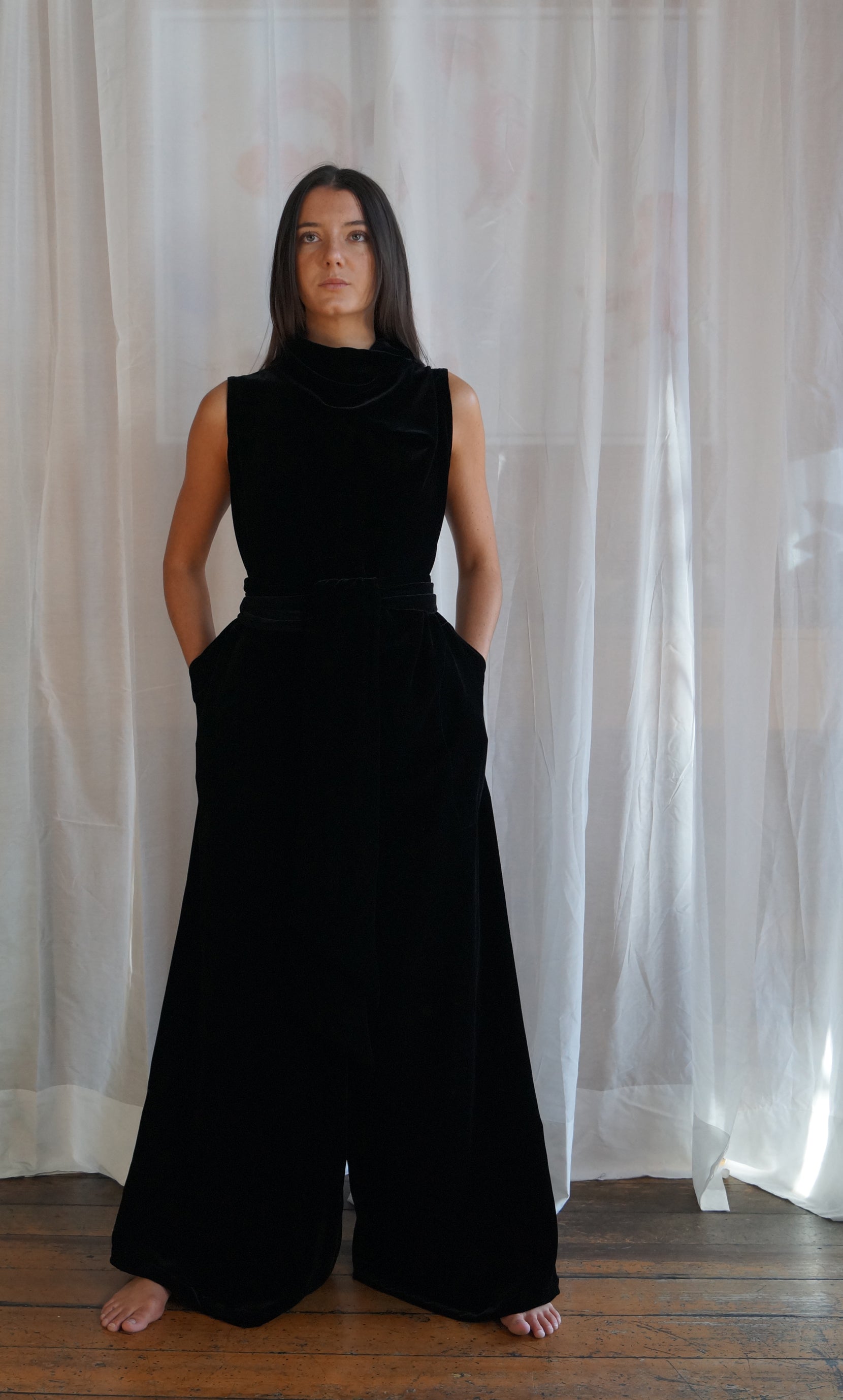 Edwina Jumpsuit - Black Velvet