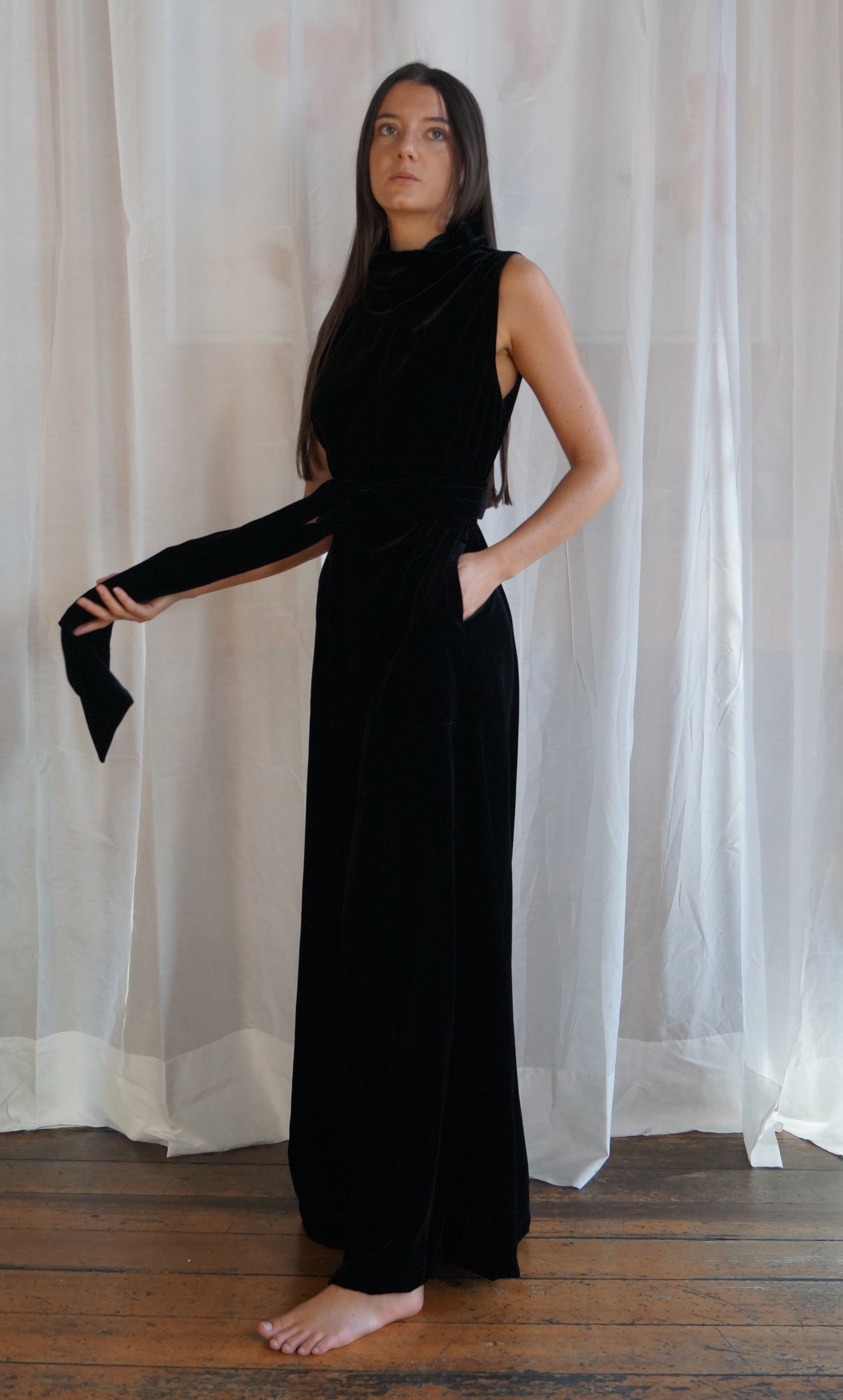 Edwina Jumpsuit - Black Velvet