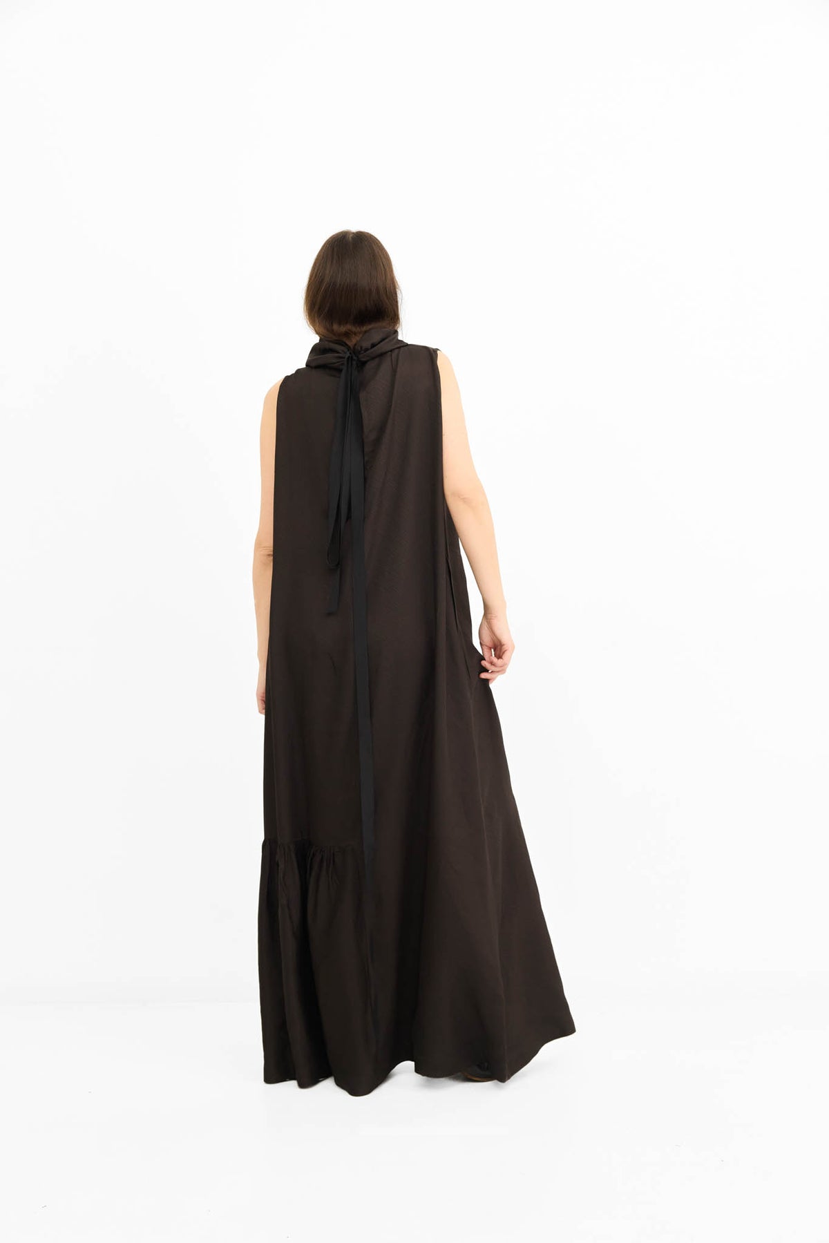 Edwina Dress with Frill - Chocolate