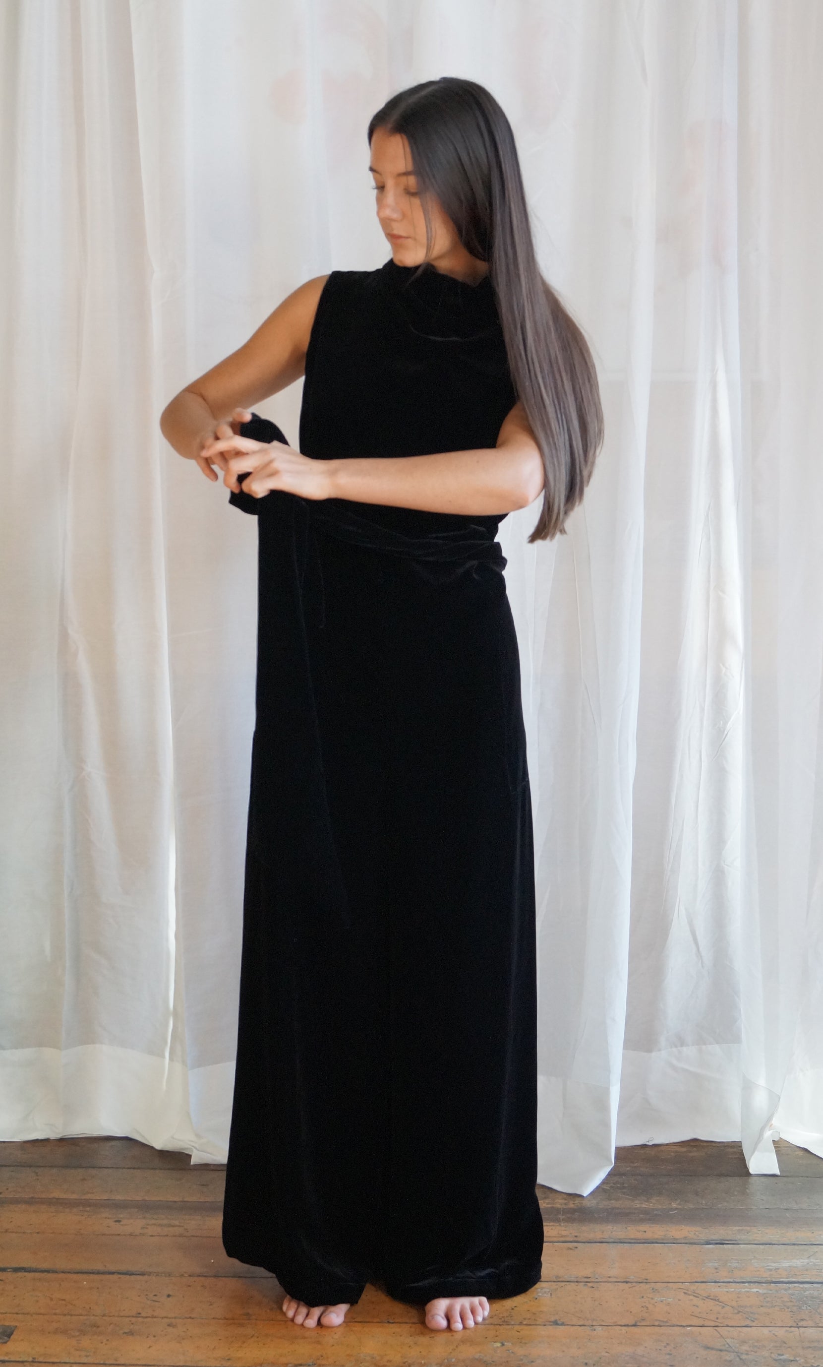 Edwina Jumpsuit - Black Velvet