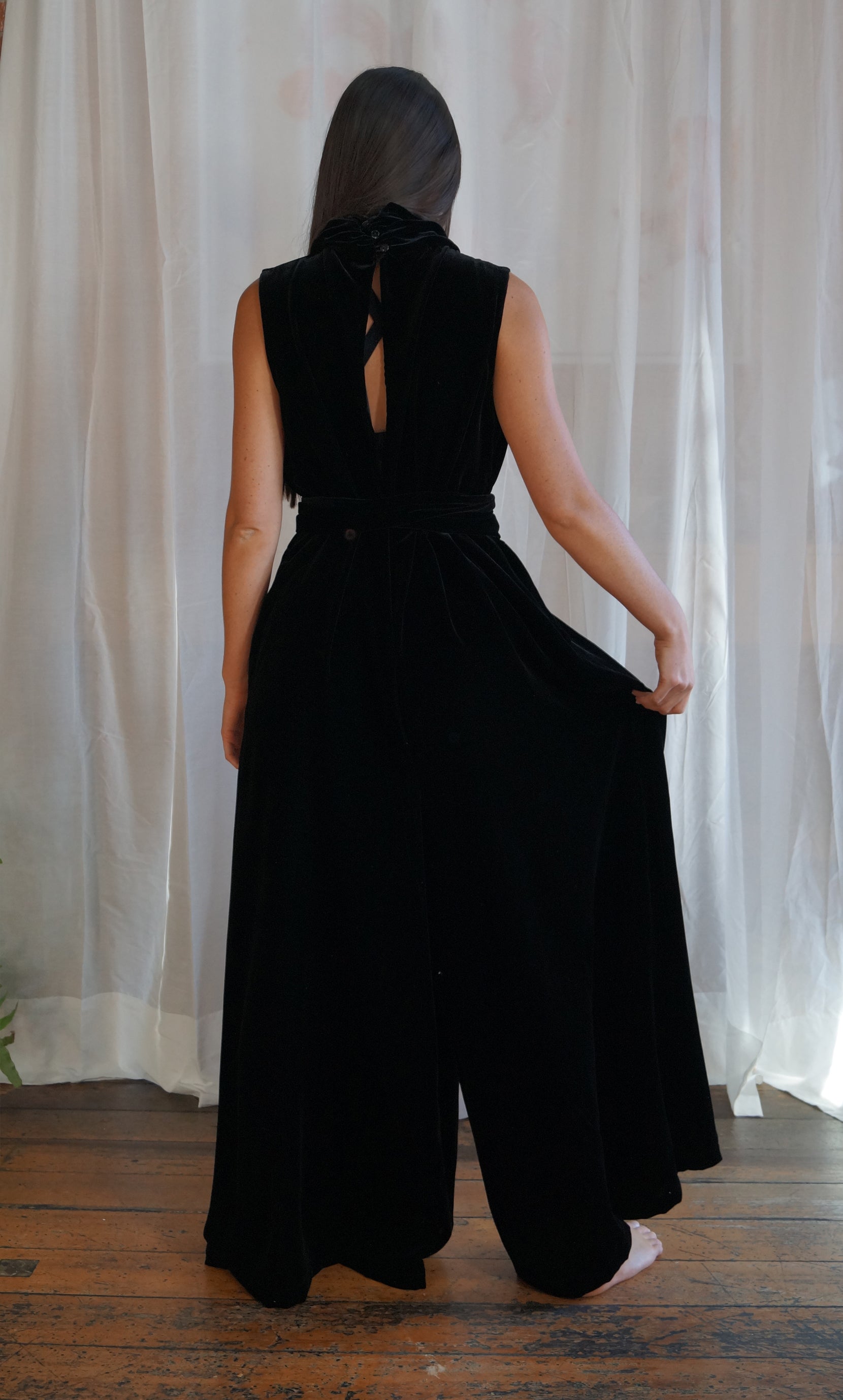 Edwina Jumpsuit - Black Velvet