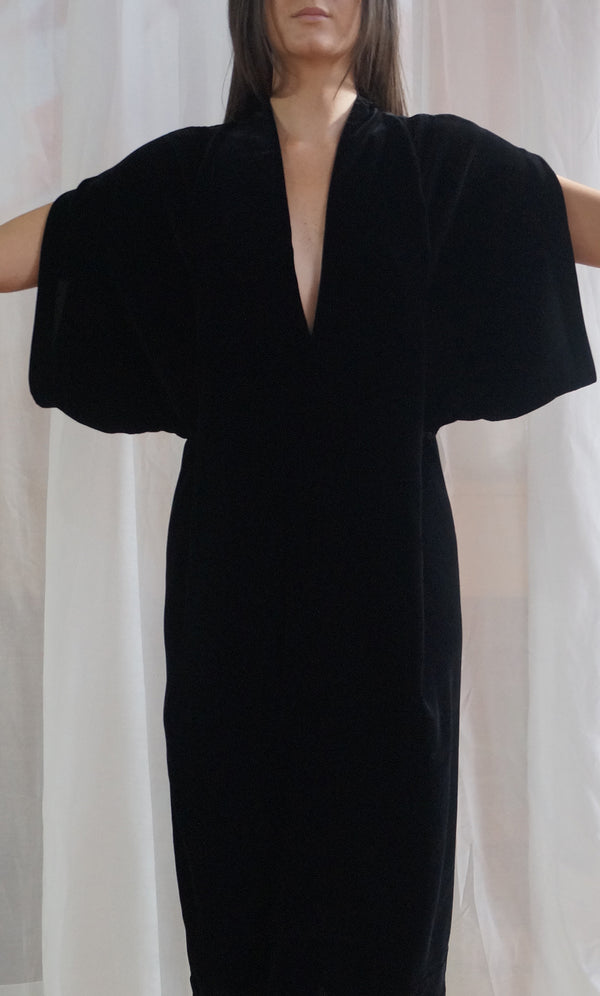 Kimono Dress - Black Velvet