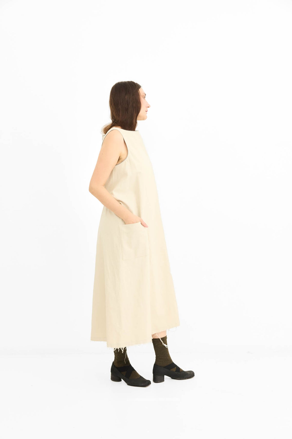 Lily Dress Denim - Oat