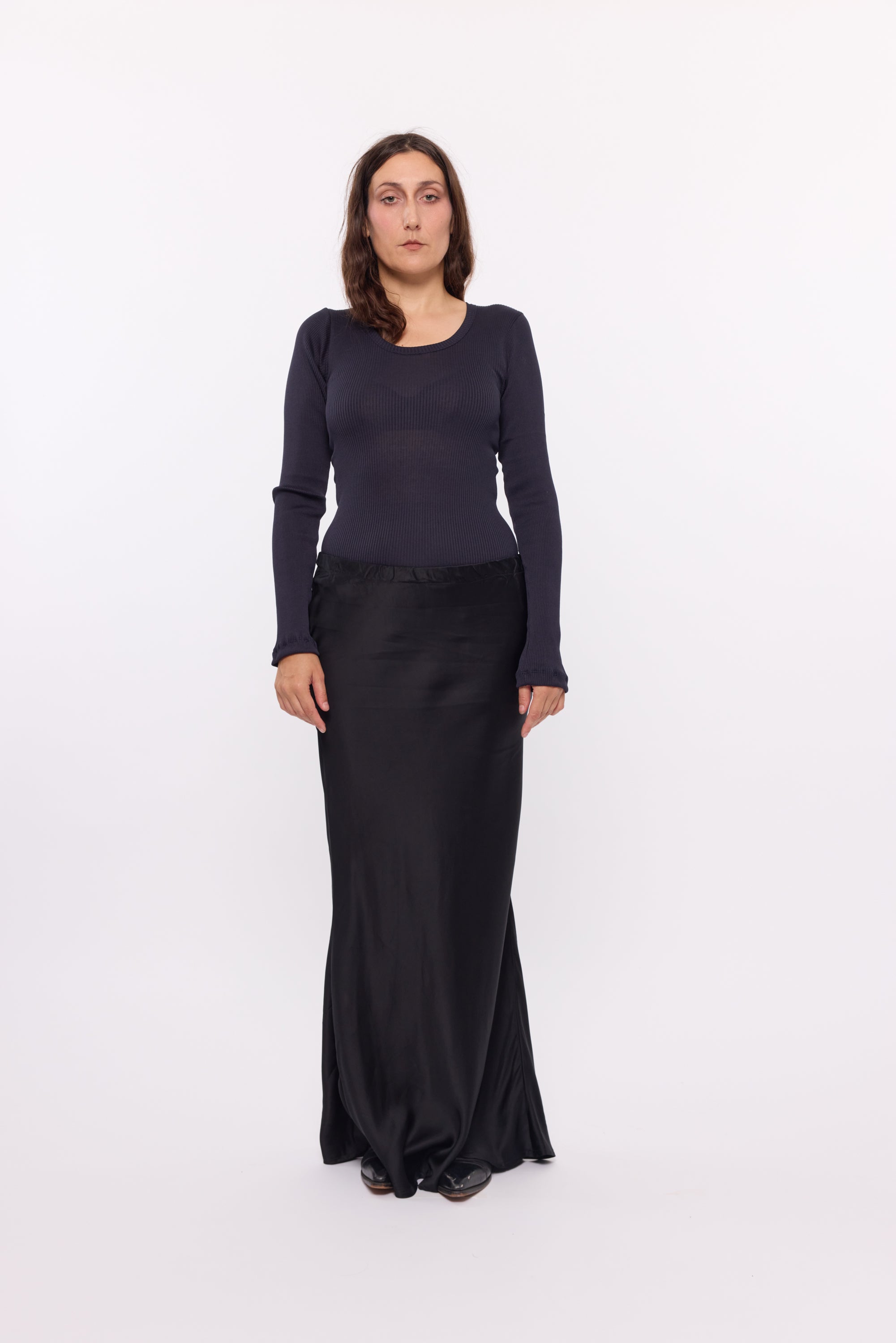Bella Skirt - Viscose Satin Black