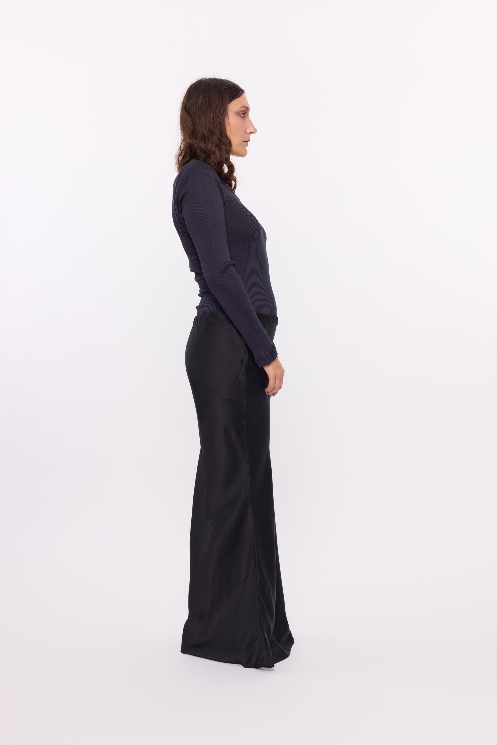 Bella Skirt - Viscose Satin Black