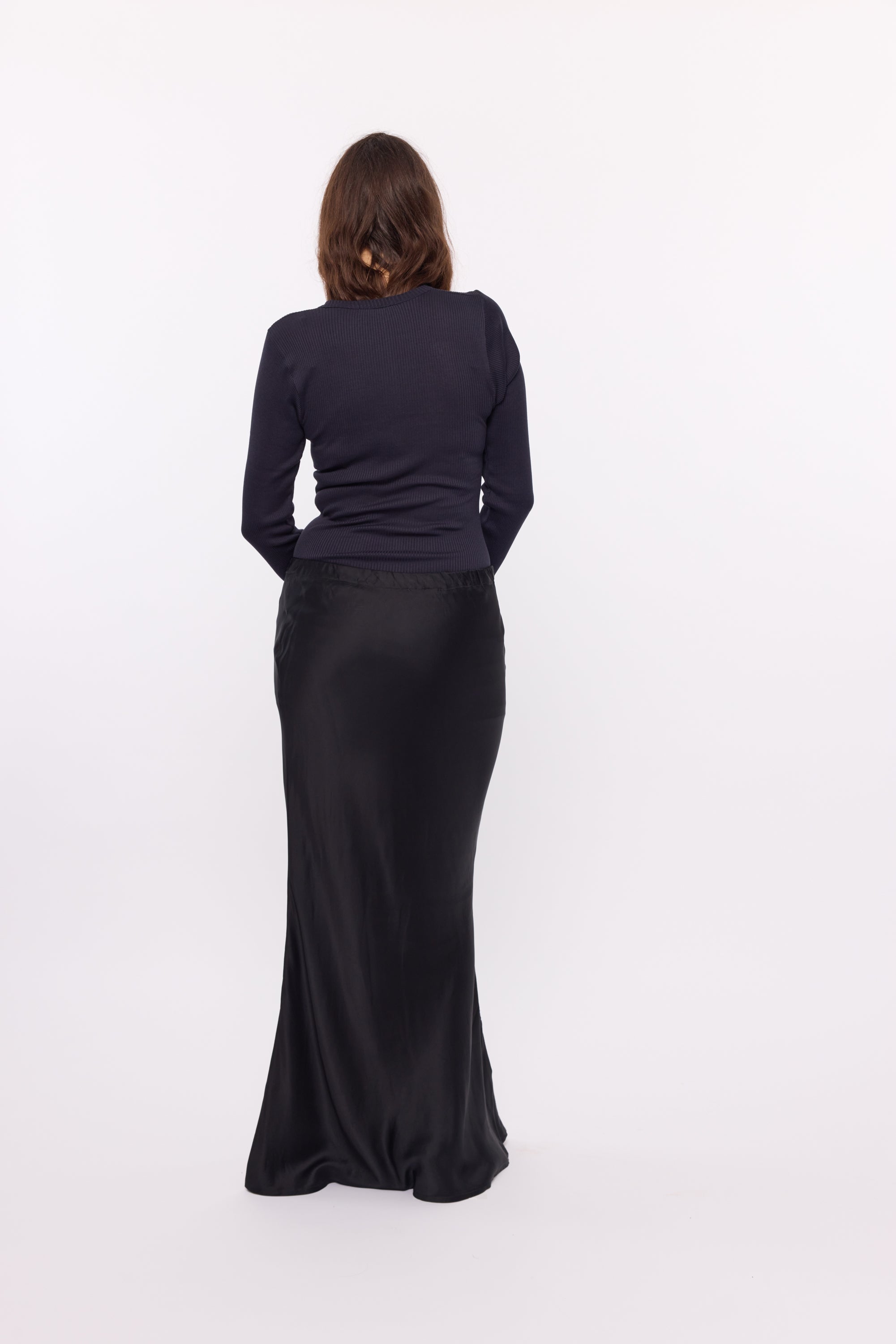 Bella Skirt - Viscose Satin Black