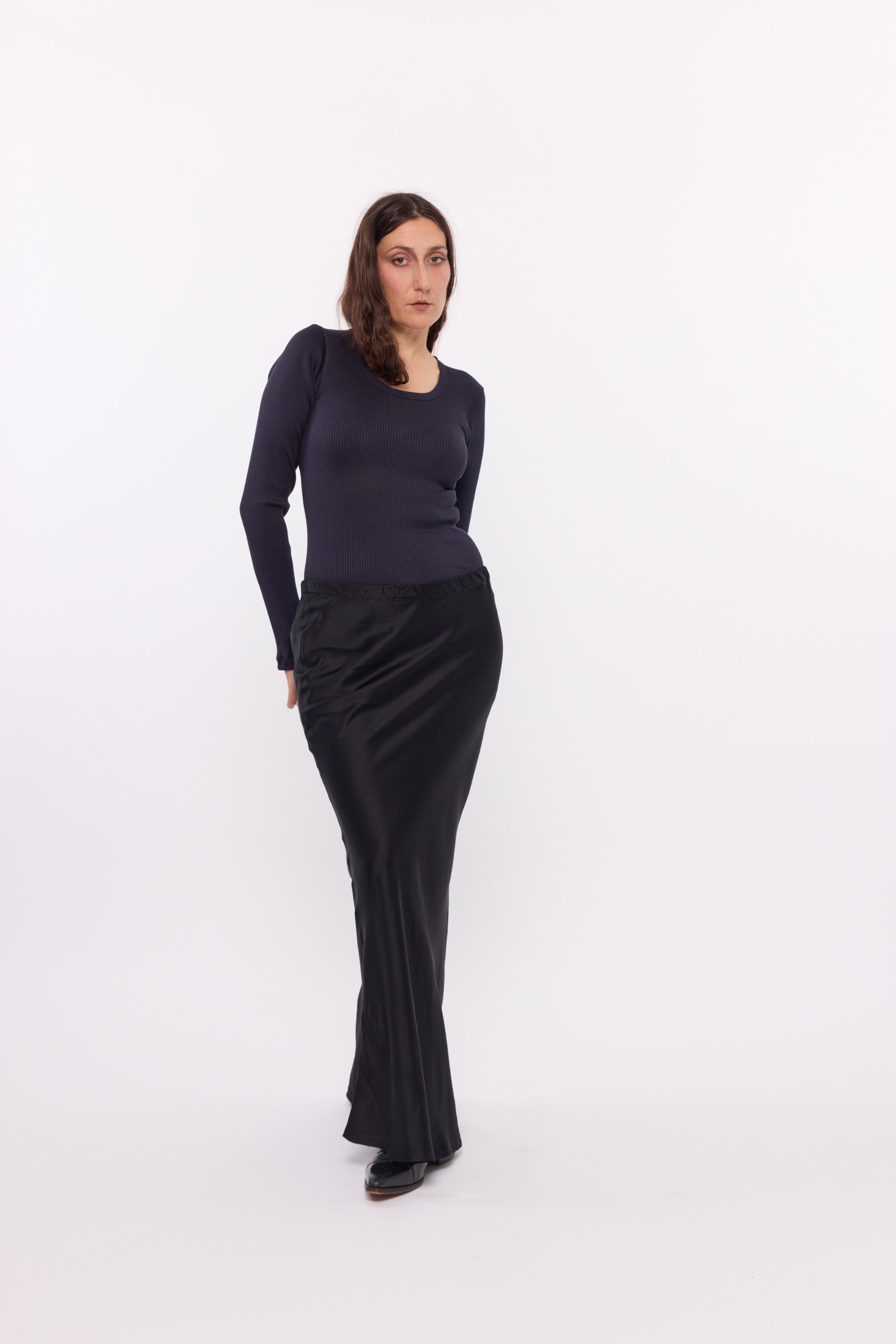 Bella Skirt - Viscose Satin Black