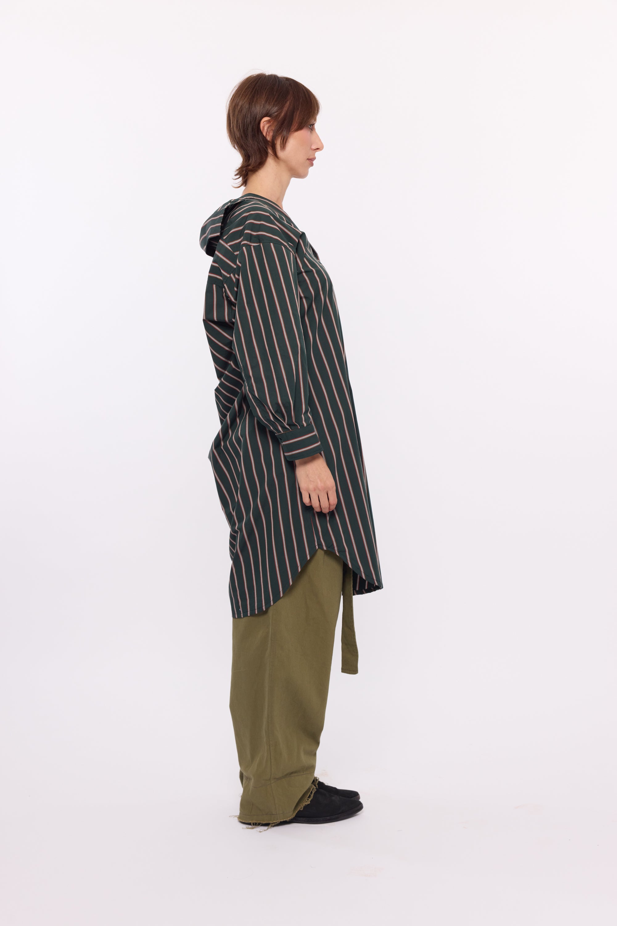 Hadley Shirt dress -Forrest stripe