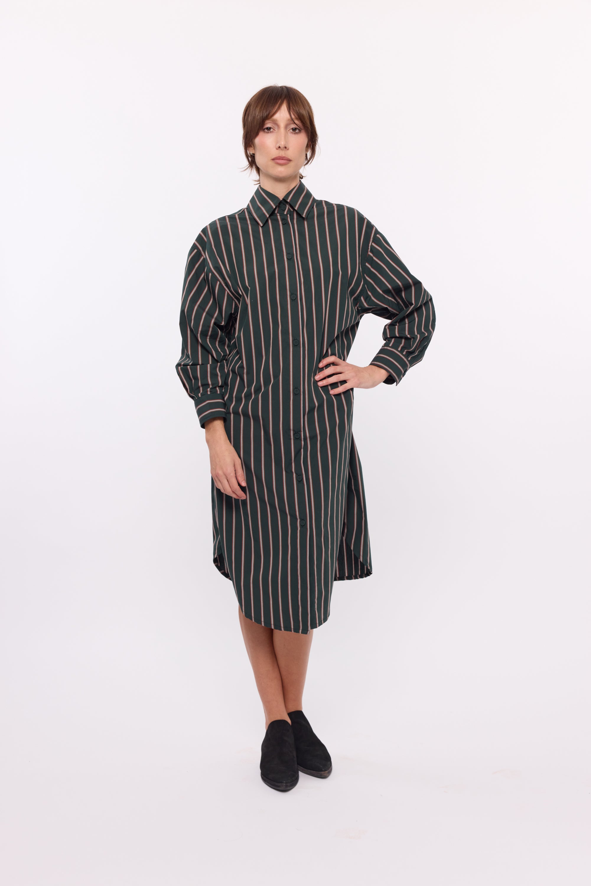 Hadley Shirt dress -Forrest stripe