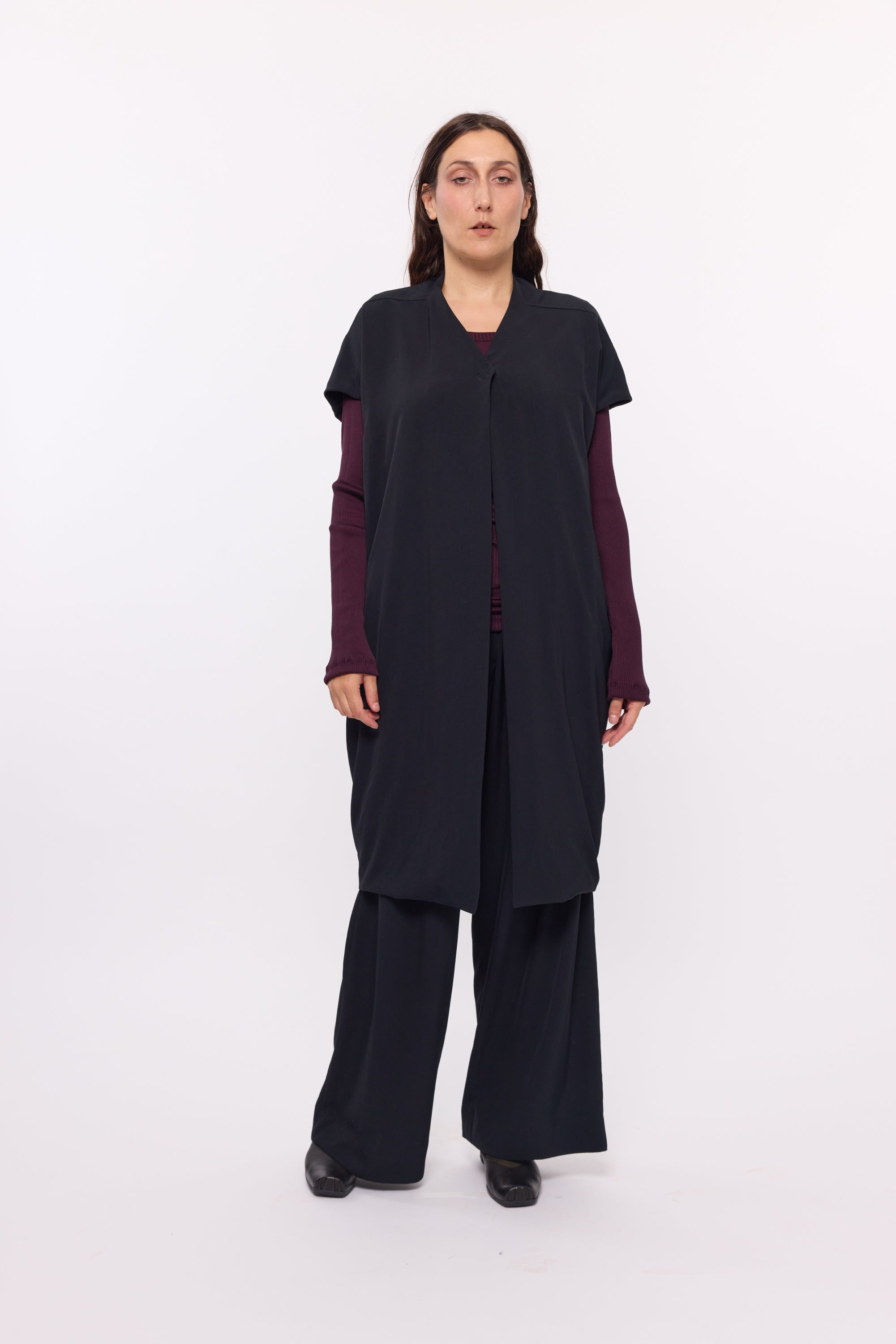 Longline Vest - Black Japanese Triacetate