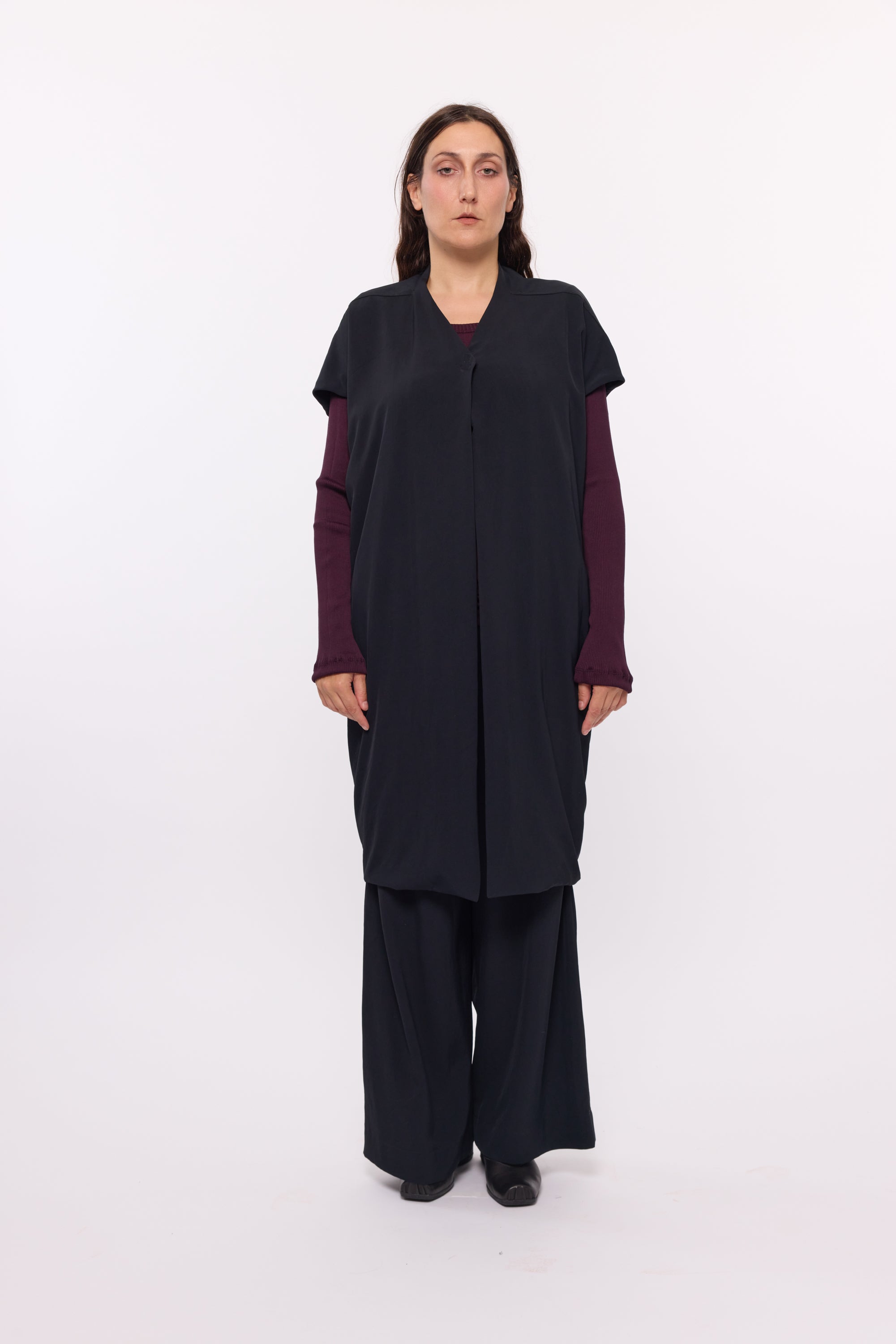 Longline Vest - Black Japanese Triacetate