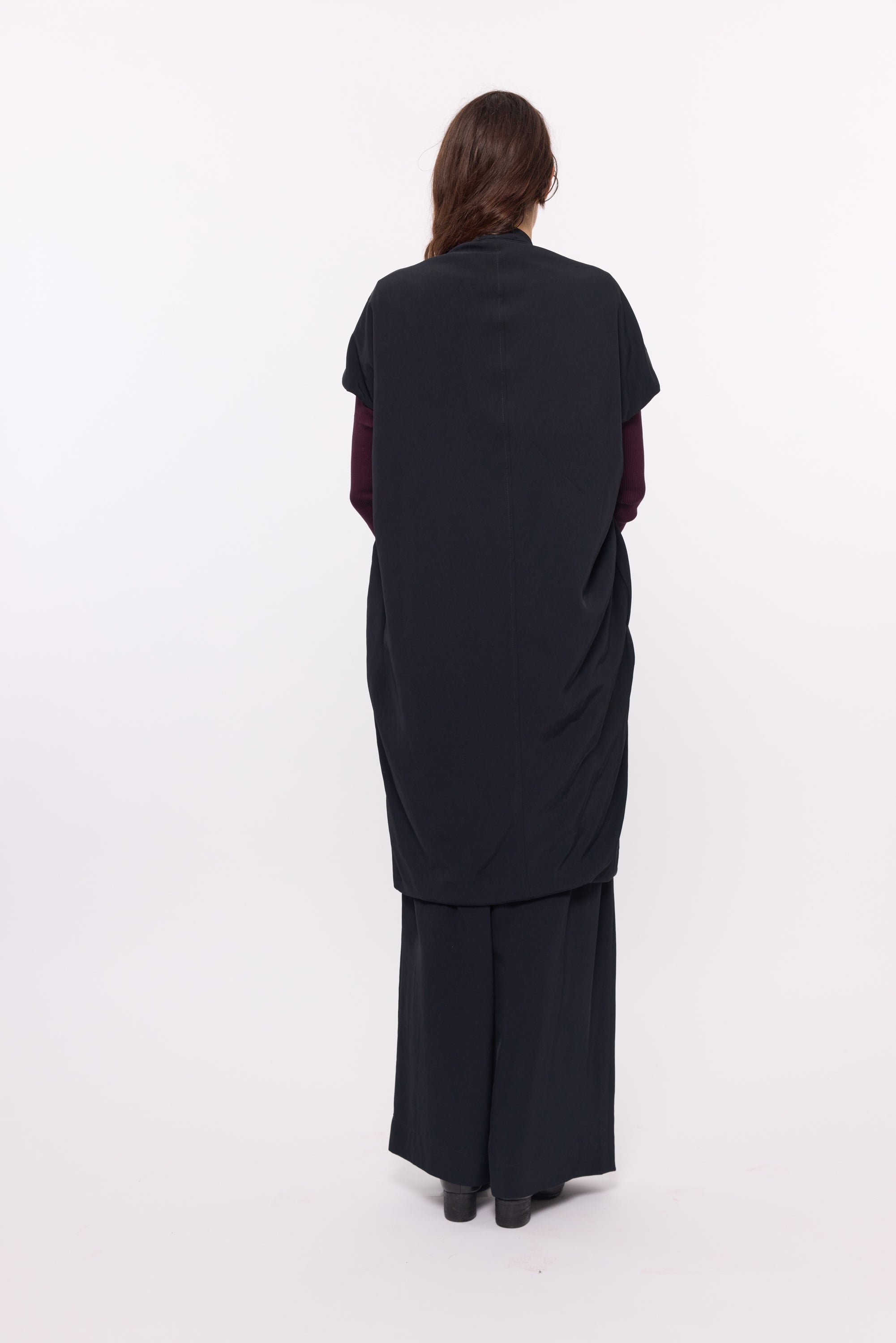 Longline Vest - Black Japanese Triacetate