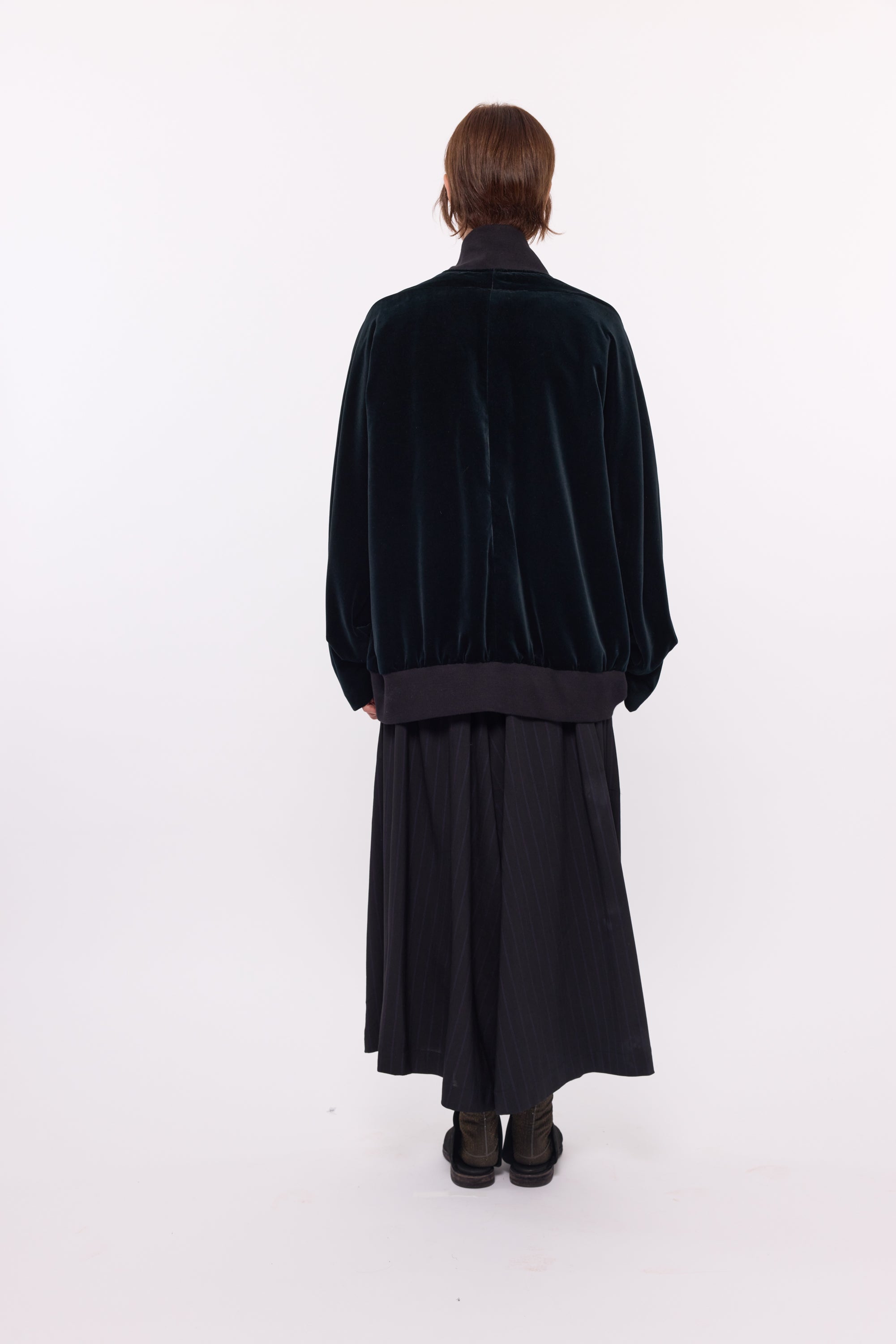 Frances Bomber Jacket - Black Cotton Velvet