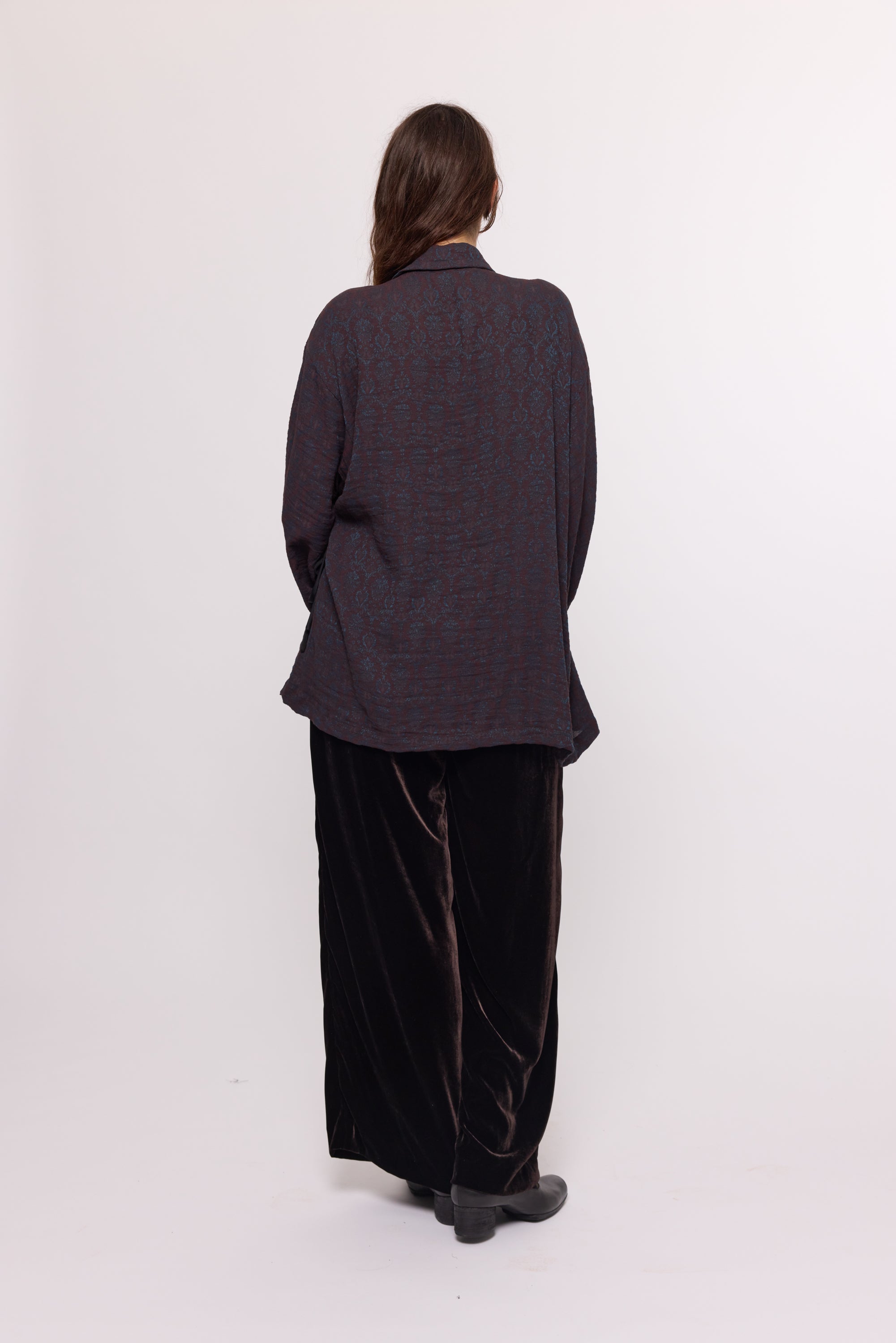 Drape Front Shirt Ink/ Chocolate