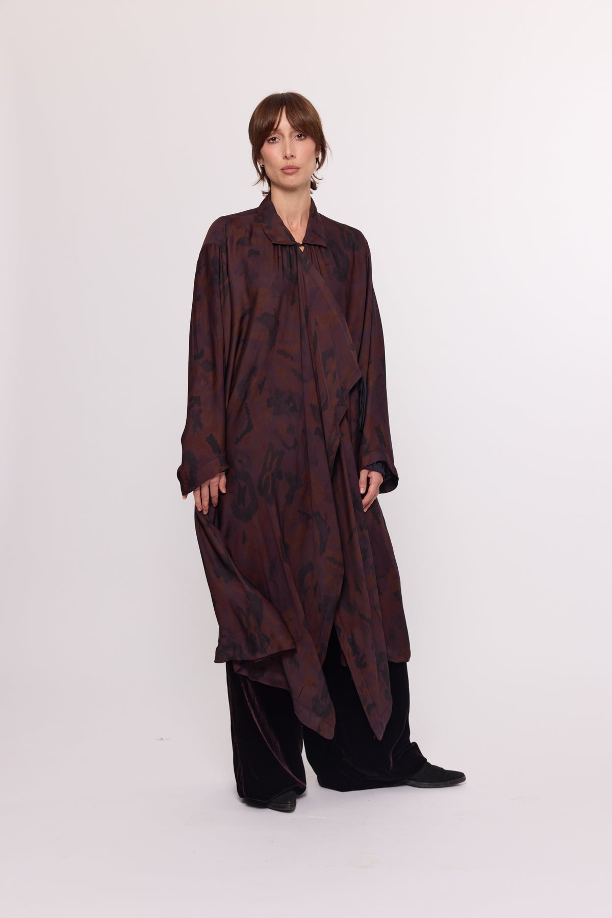 Drape Shirt - Long - Plum Overdyed