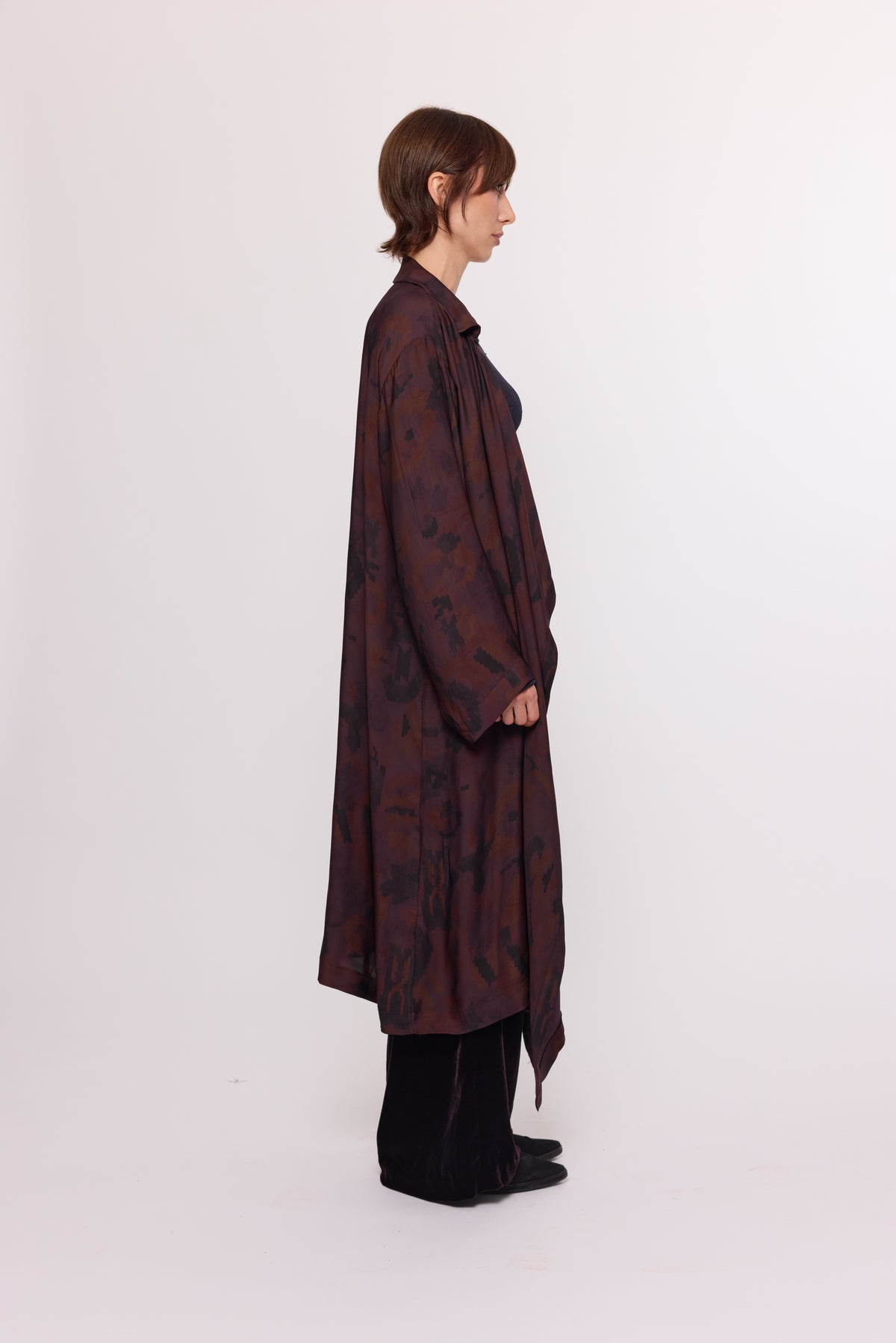 Drape Shirt - Long - Plum Overdyed