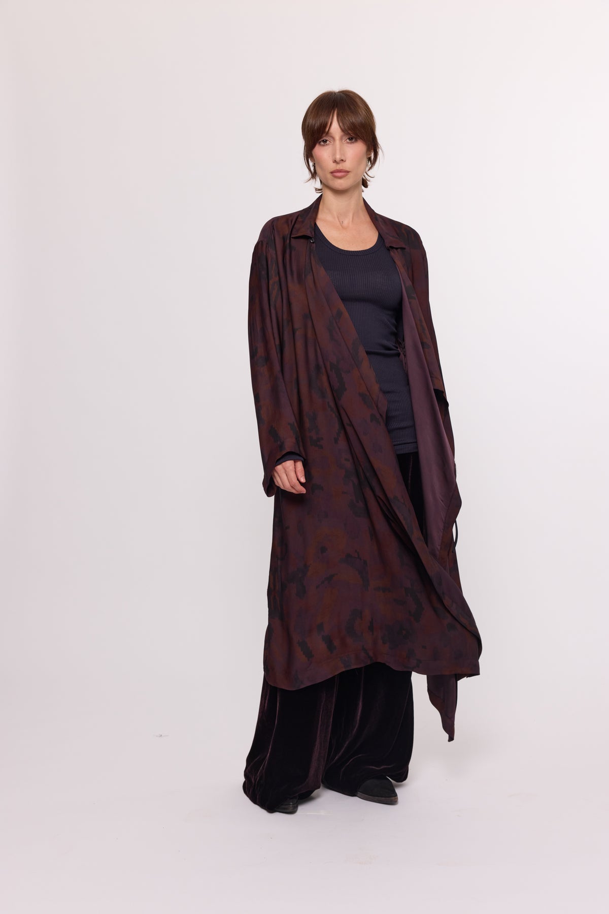 Drape Shirt - Long - Plum Overdyed
