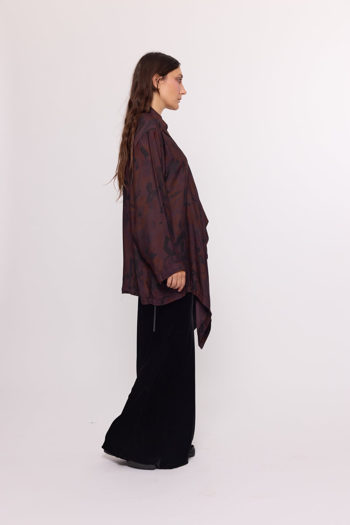 Drape Front Shirt - Plum - Overdyed