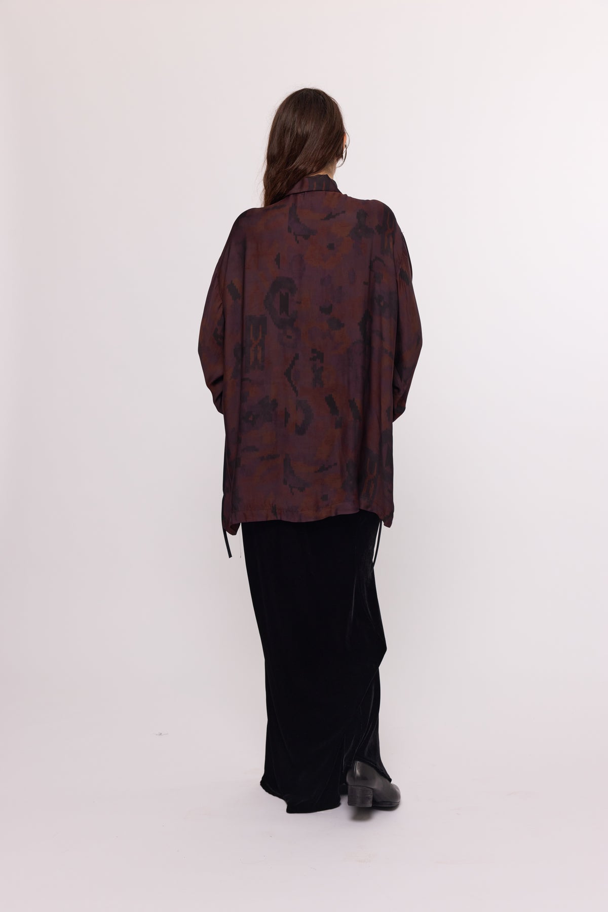 Drape Front Shirt - Plum - Overdyed