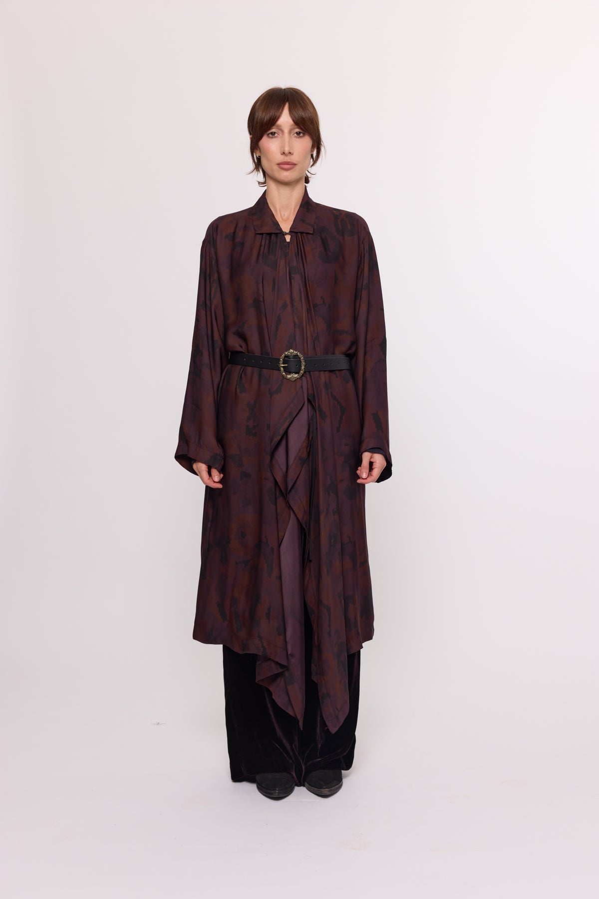 Drape Shirt - Long - Plum Overdyed
