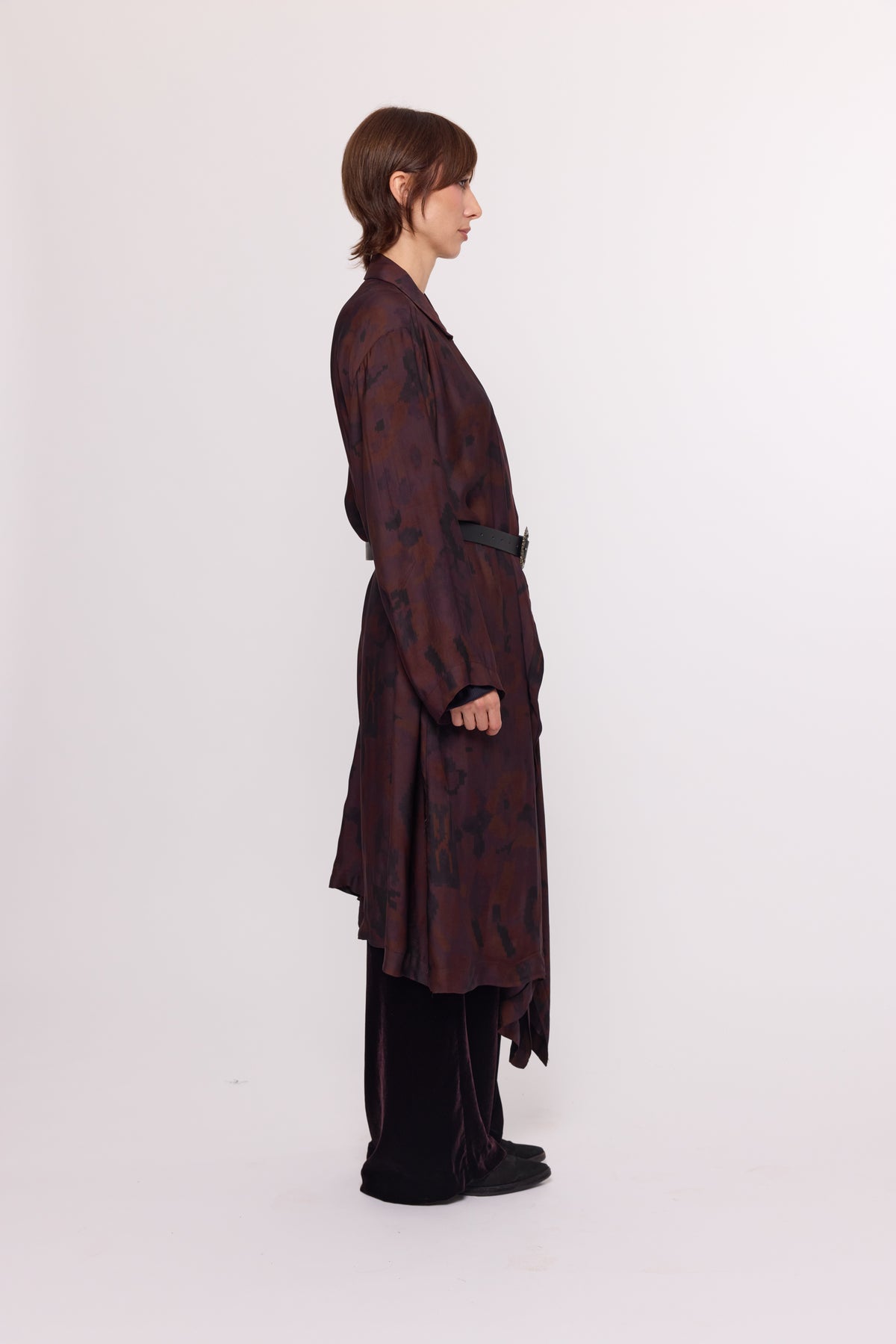 Drape Shirt - Long - Plum Overdyed
