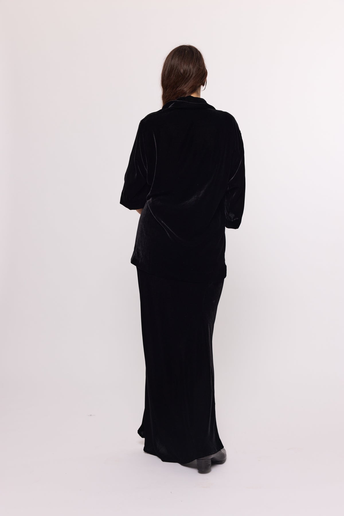 Tie Shirt - Black Silk Velvet