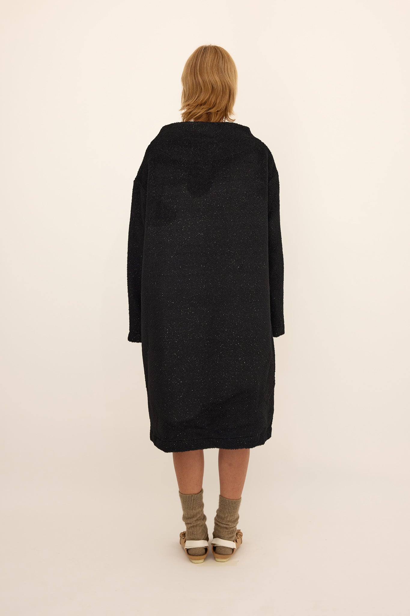 Tube Neck SweatDress -Black wool Sparkle